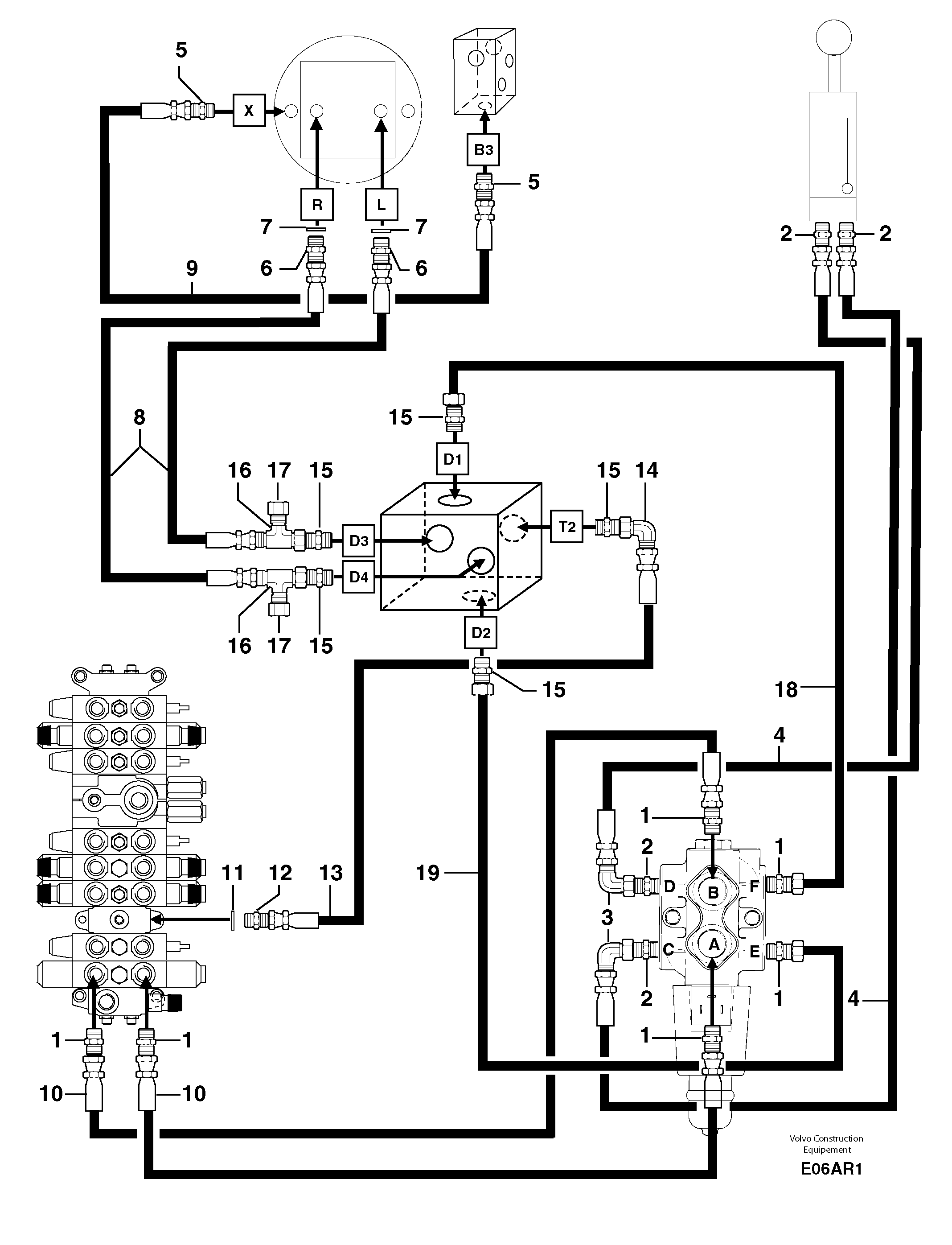 Схема запчастей Volvo EC50 - 77814 Hydr. circuit. ( boom slewing / offset ) EC50 TYPE 247