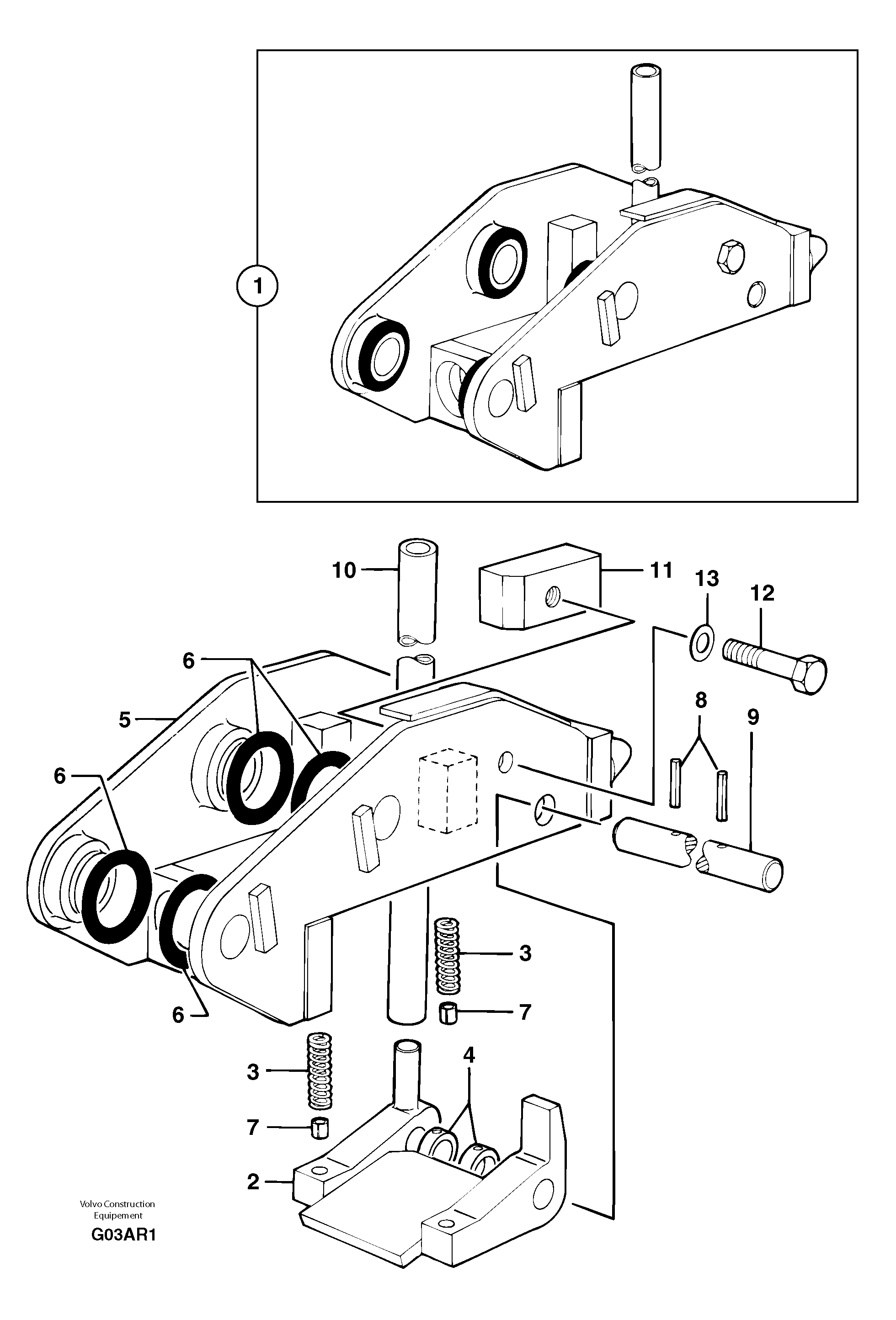 Схема запчастей Volvo EC50 - 101774 Tool holder / mechanical control EC50 TYPE 247