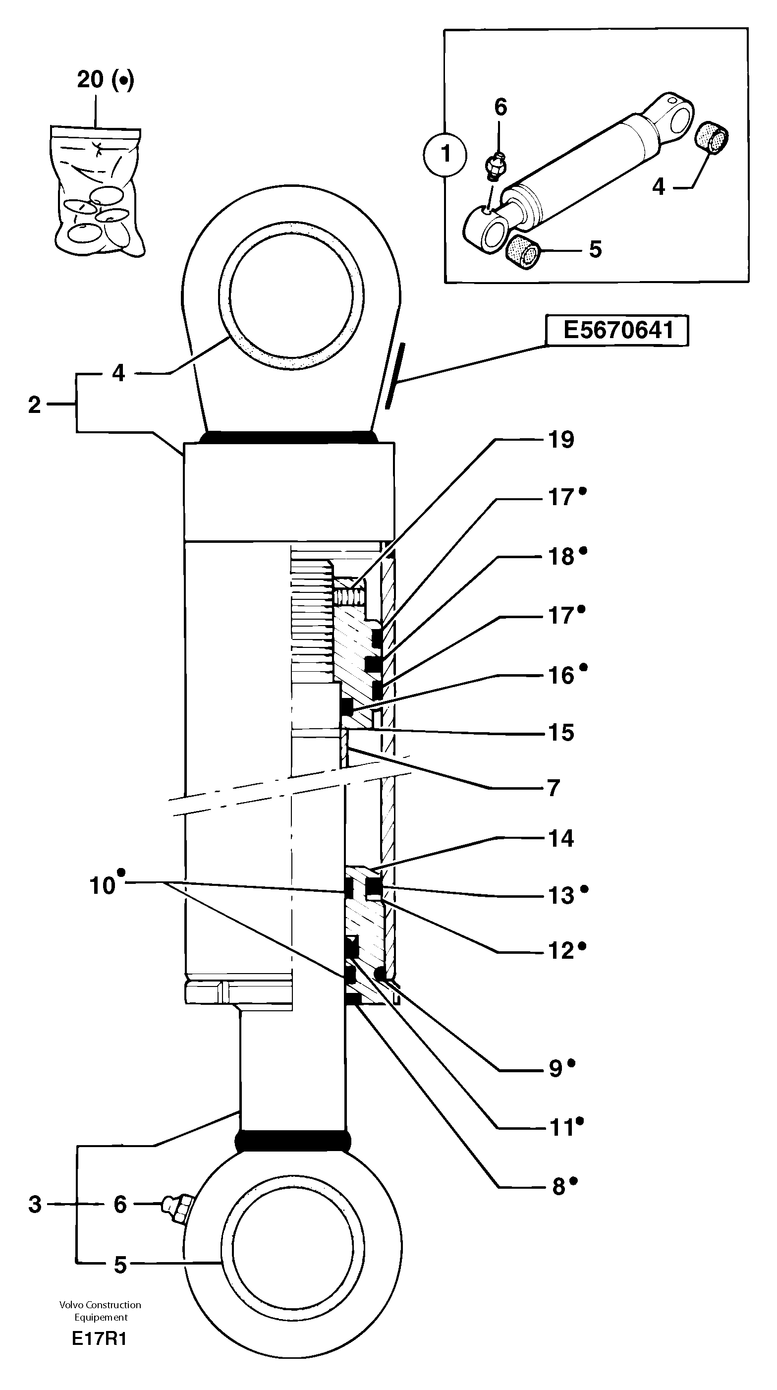 Схема запчастей Volvo EC50 - 105130 Boom offset cylinder EC50 TYPE 247