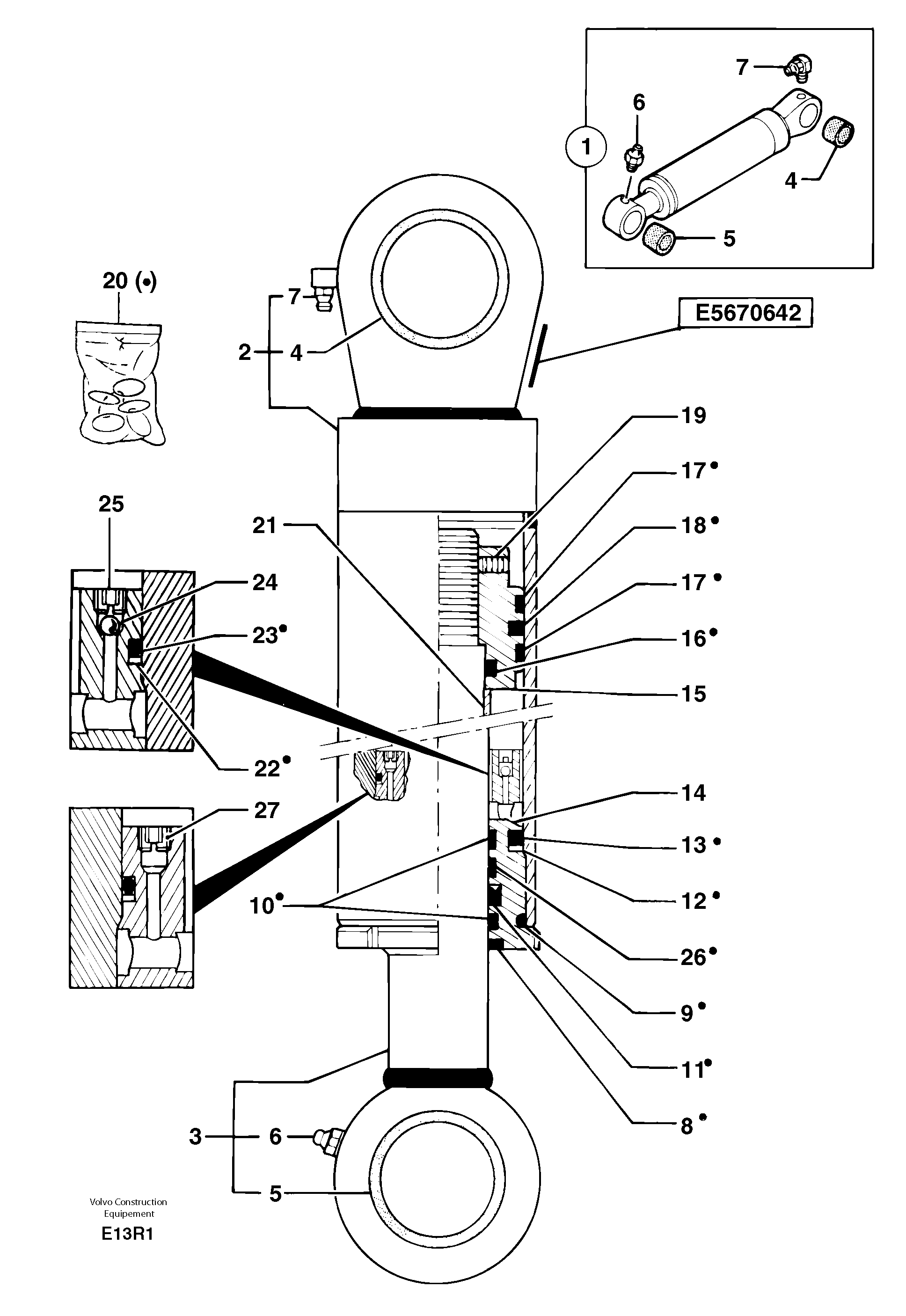Схема запчастей Volvo EC50 - 6181 Гидроцилиндр стрелы EC50 TYPE 247