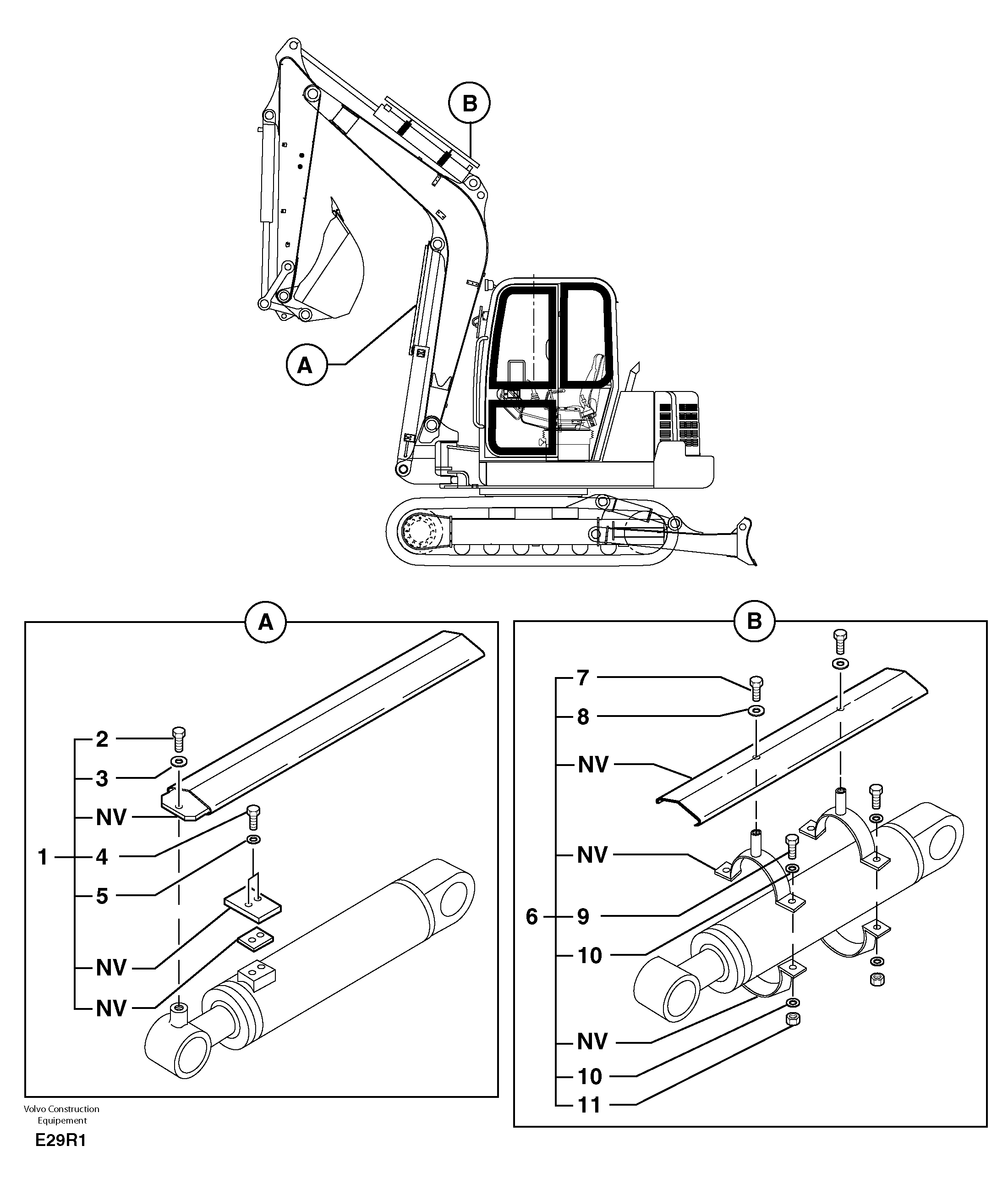 Схема запчастей Volvo EC50 - 6182 Cylinder rod protection EC50 TYPE 247