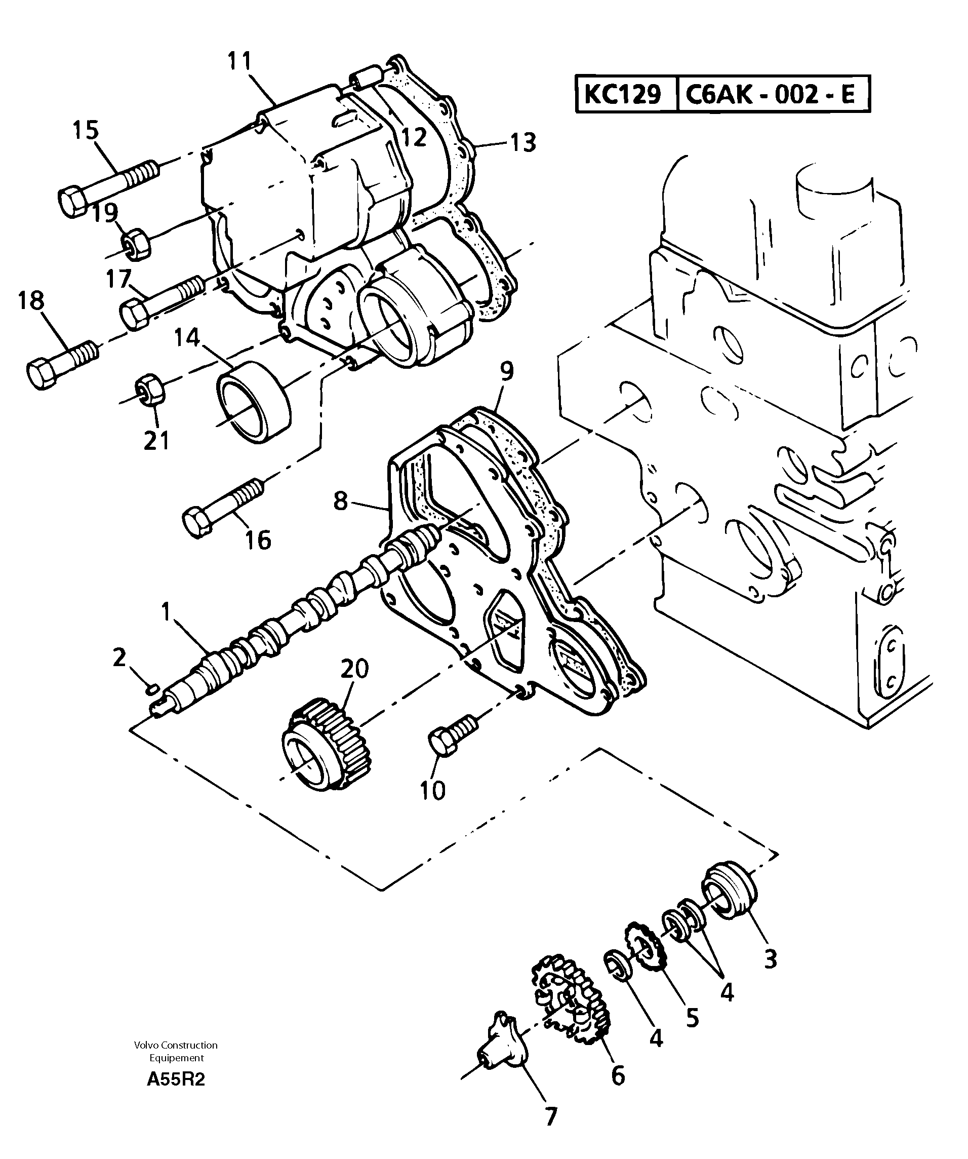 Схема запчастей Volvo EC50 - 6190 Timing gear and camshaft EC50VV TYPE 247
