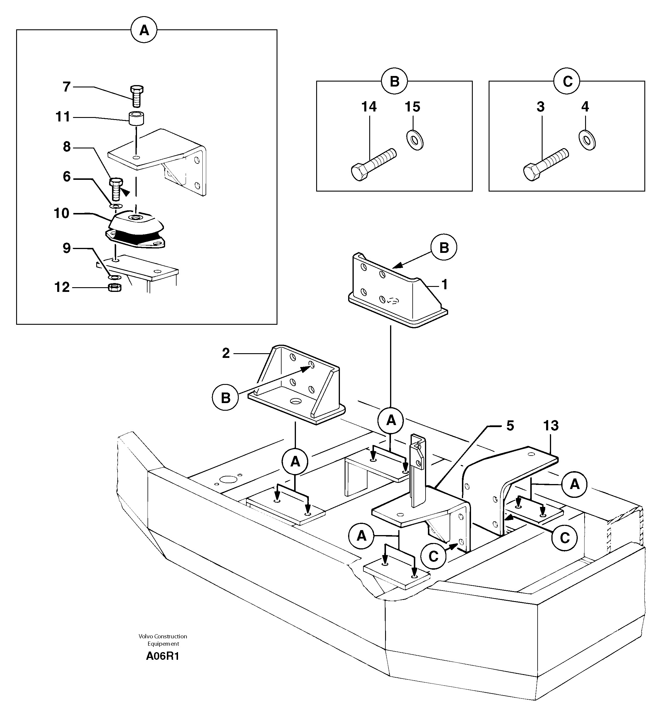 Схема запчастей Volvo EC50 - 6195 Engine mounts EC50VV TYPE 247