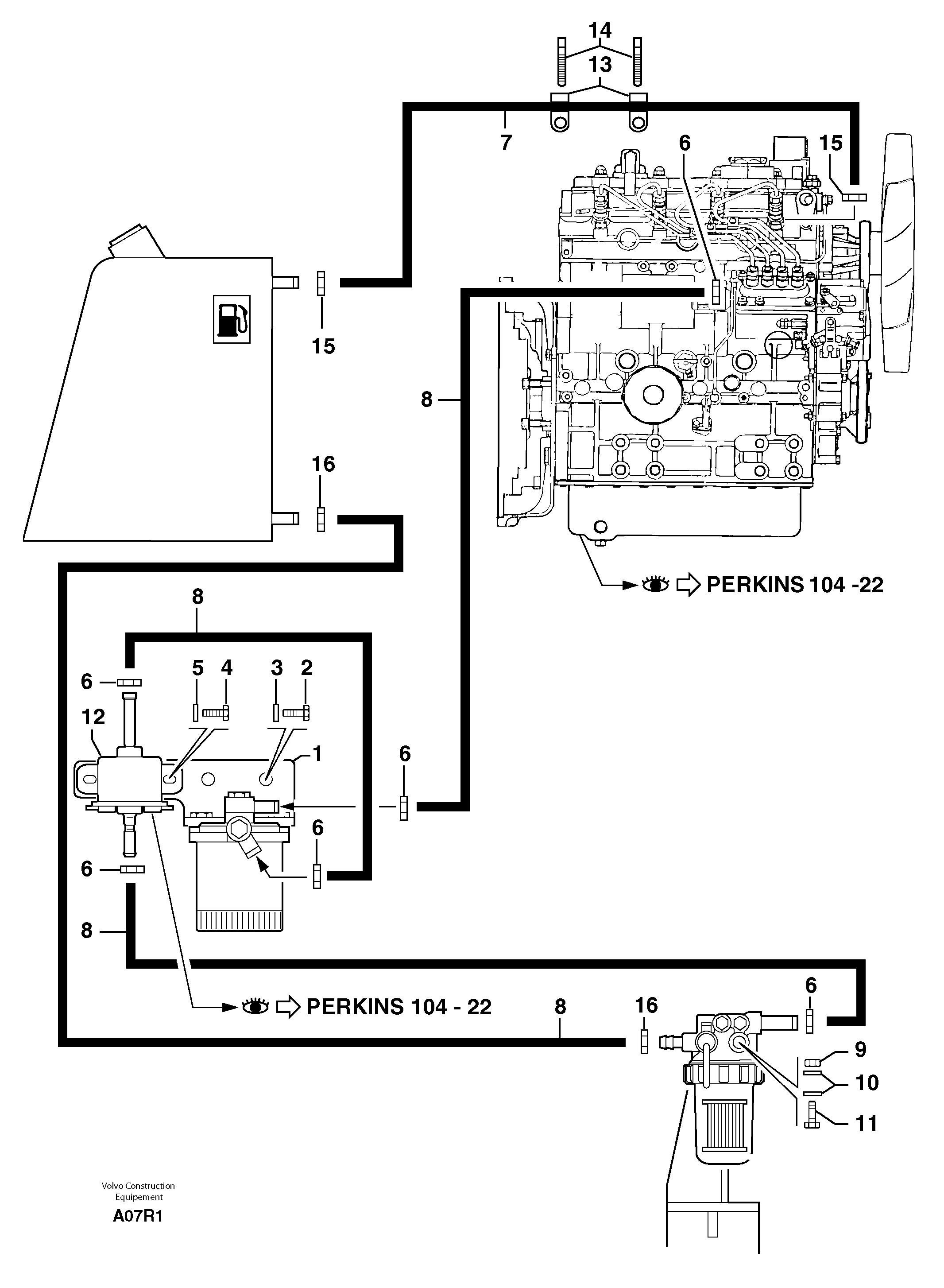 Схема запчастей Volvo EC50 - 97469 Fuel circuit EC50VV TYPE 247