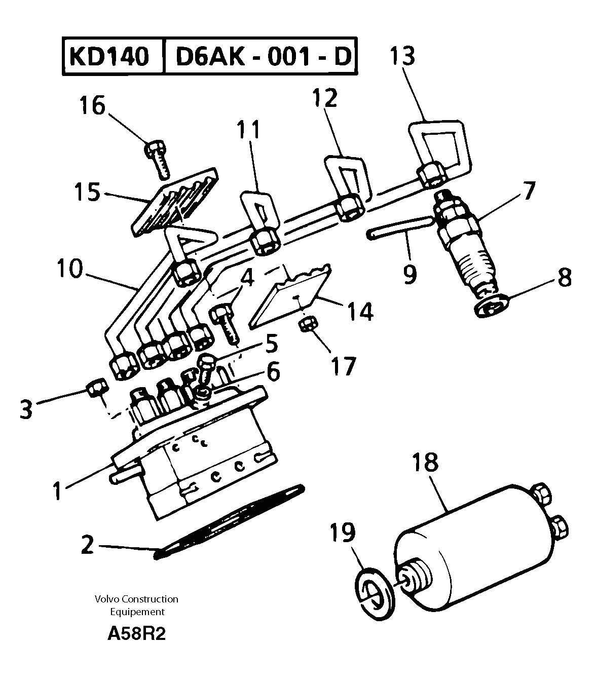 Схема запчастей Volvo EC50 - 6436 Fuel injection equipment ( diesel ) EC50VV TYPE 247