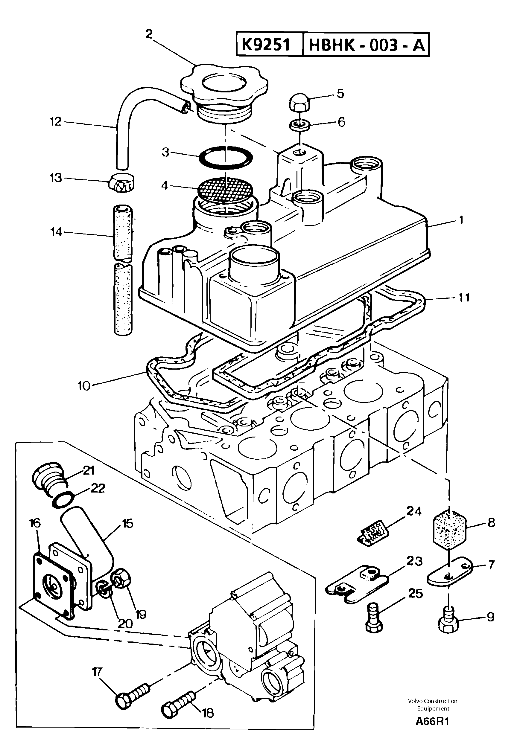 Схема запчастей Volvo EC50 - 14531 Lubrication oil filler and breather EC50 TYPE 247