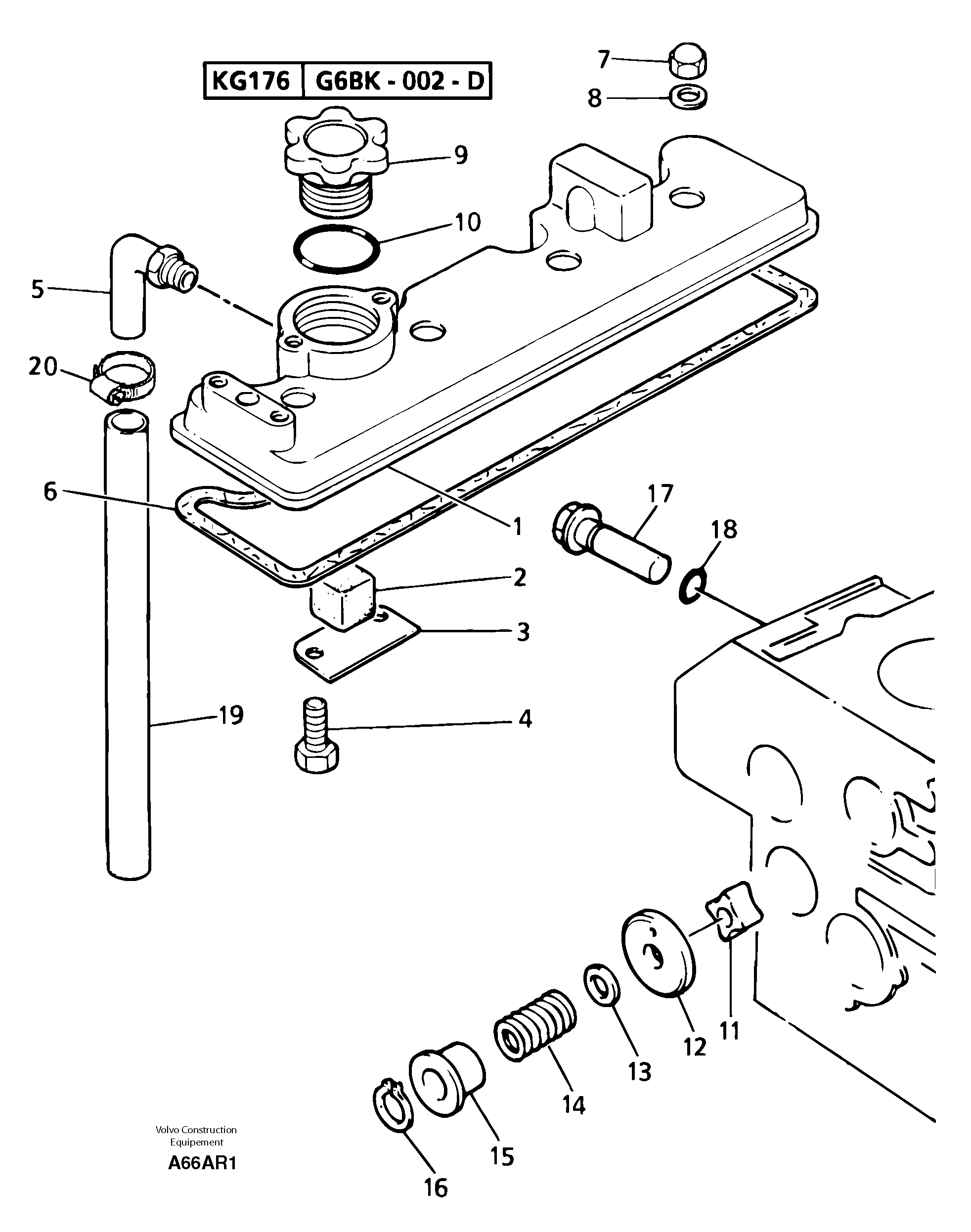 Схема запчастей Volvo EC50 - 14536 Lubrication oil filler and breather EC50 TYPE 247