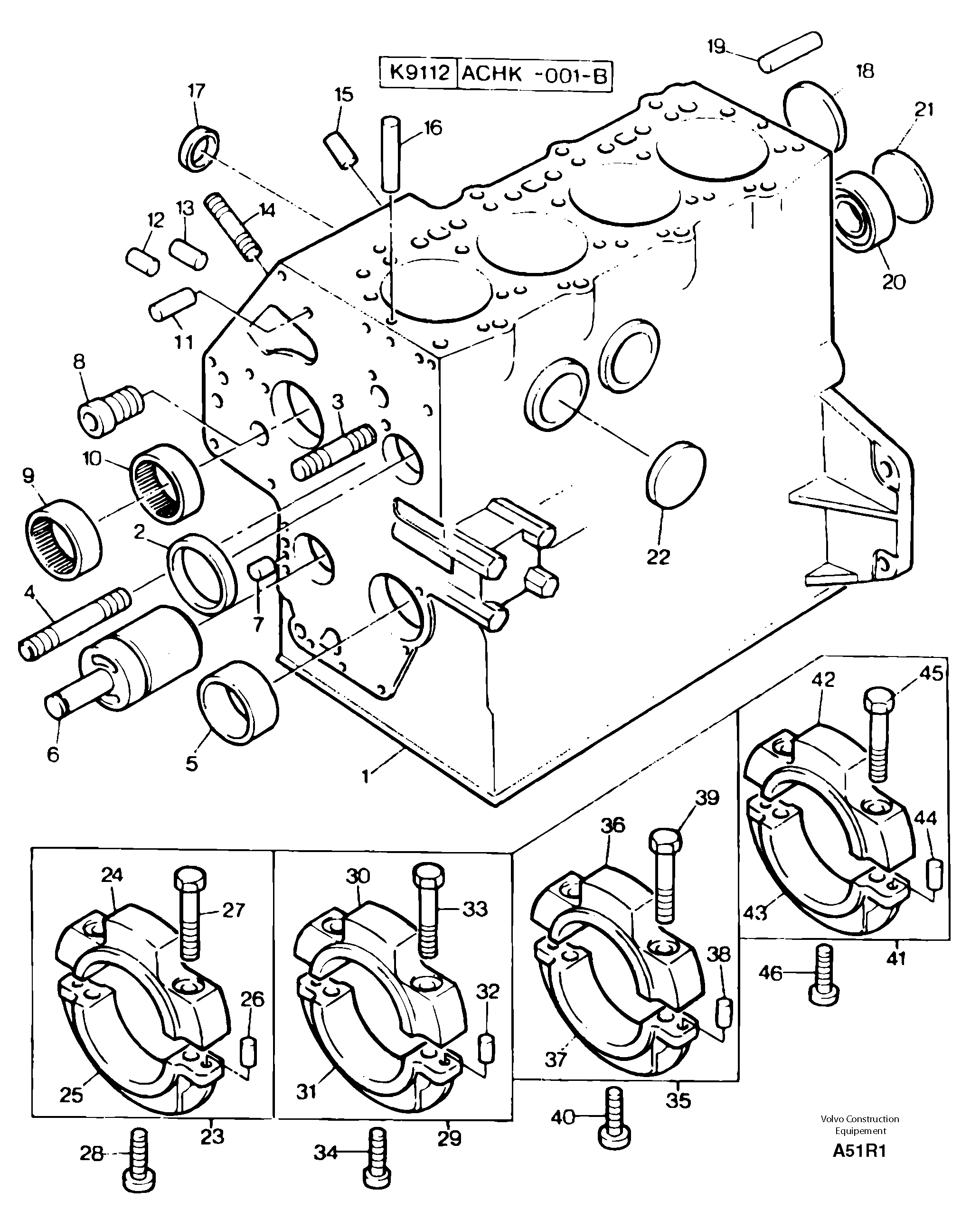 Схема запчастей Volvo EC50 - 14537 Блок цилиндров EC50 TYPE 247