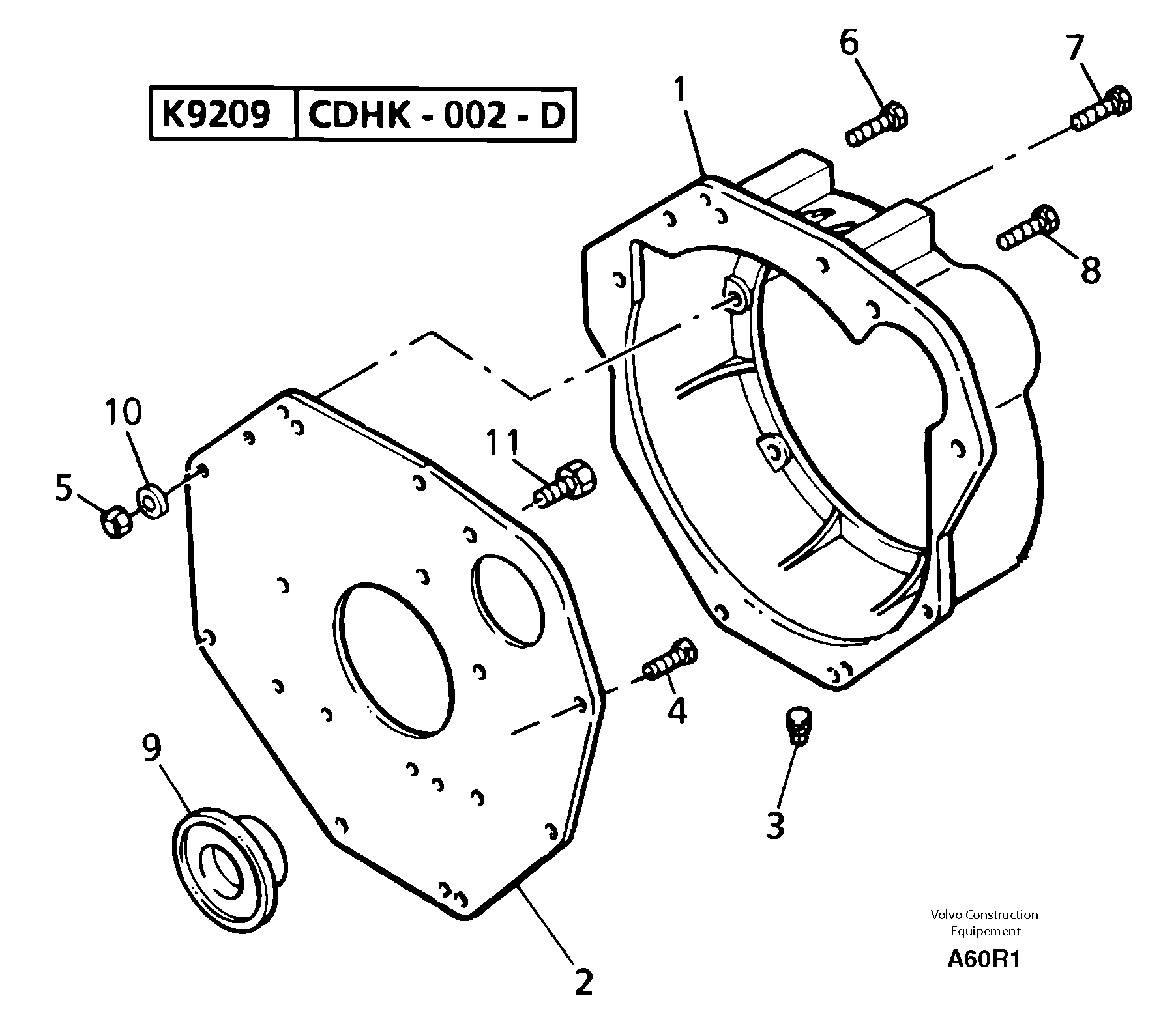 Схема запчастей Volvo EC50 - 14544 Картер маховика EC50 TYPE 247