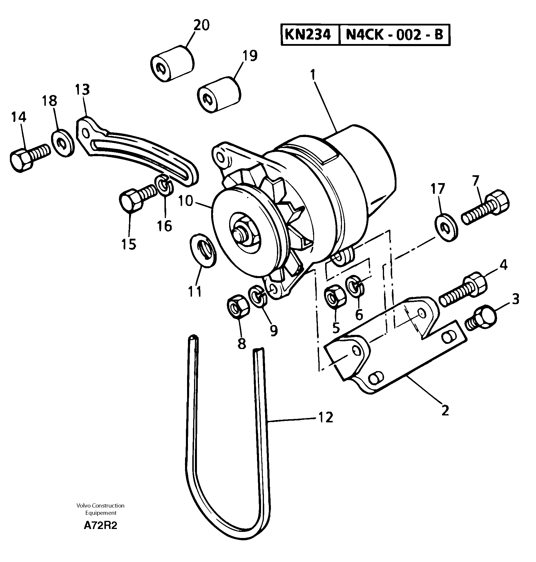 Схема запчастей Volvo EC50 - 6446 Alternator installation EC50VV TYPE 247