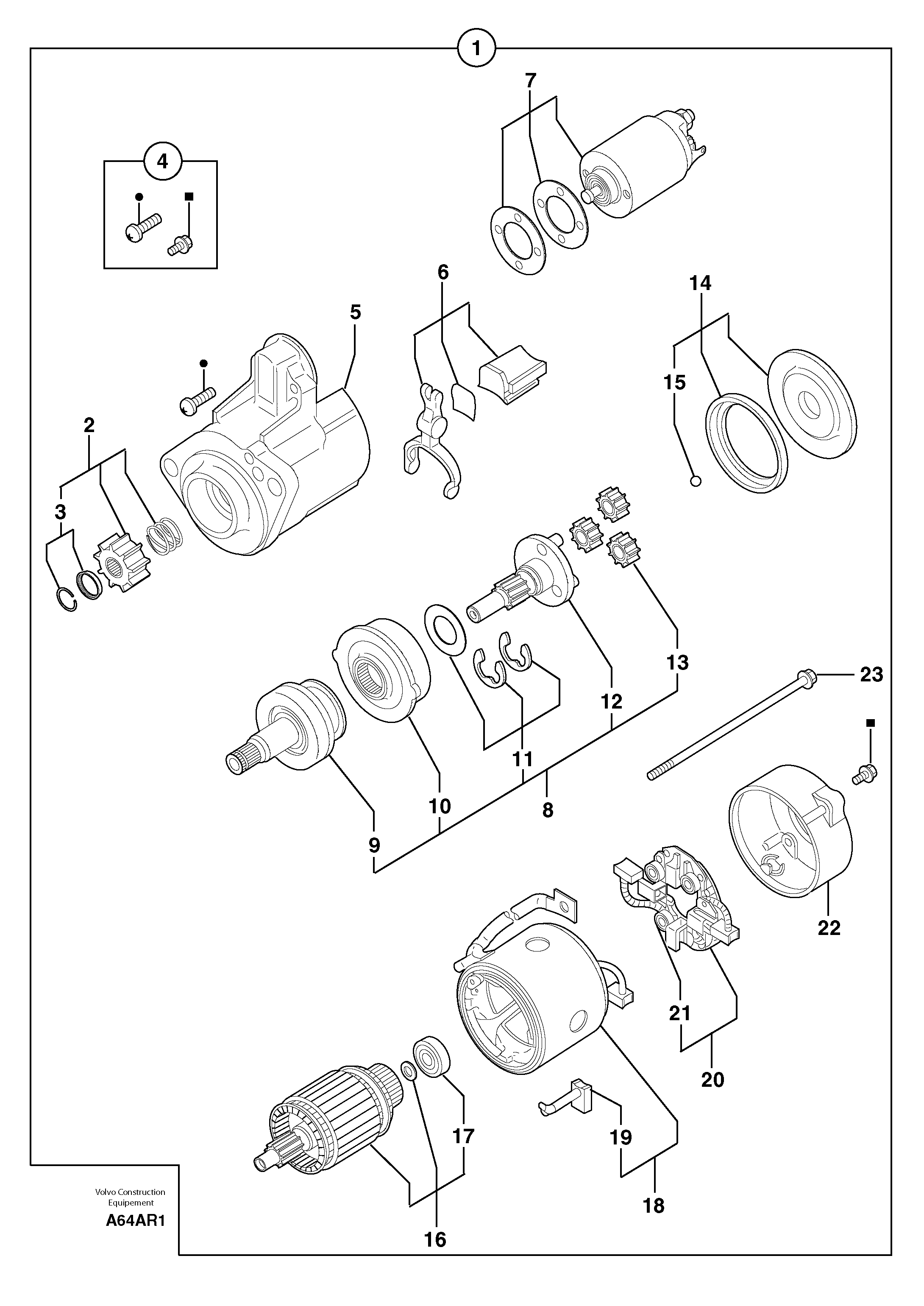 Схема запчастей Volvo EC50 - 101301 Starter motor EC50VV TYPE 247
