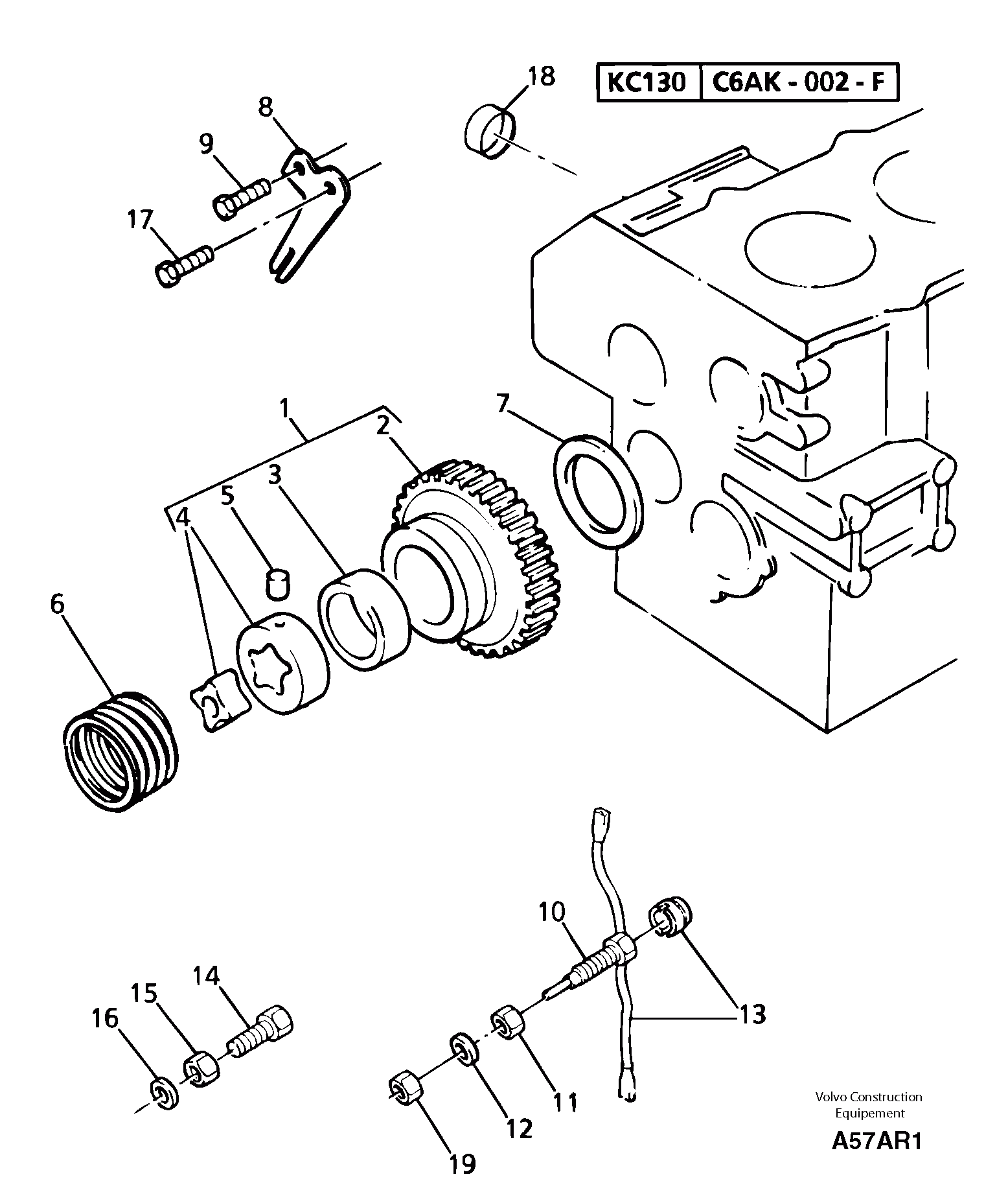 Схема запчастей Volvo EC50 - 14551 Lubrication oil pump and discharge valve EC50 TYPE 247