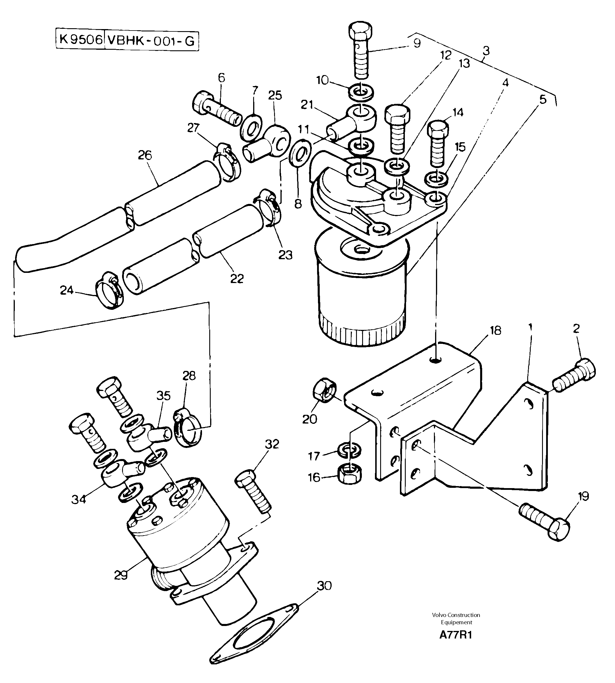 Схема запчастей Volvo EC50 - 14555 Low pressure fuel system EC50 TYPE 247