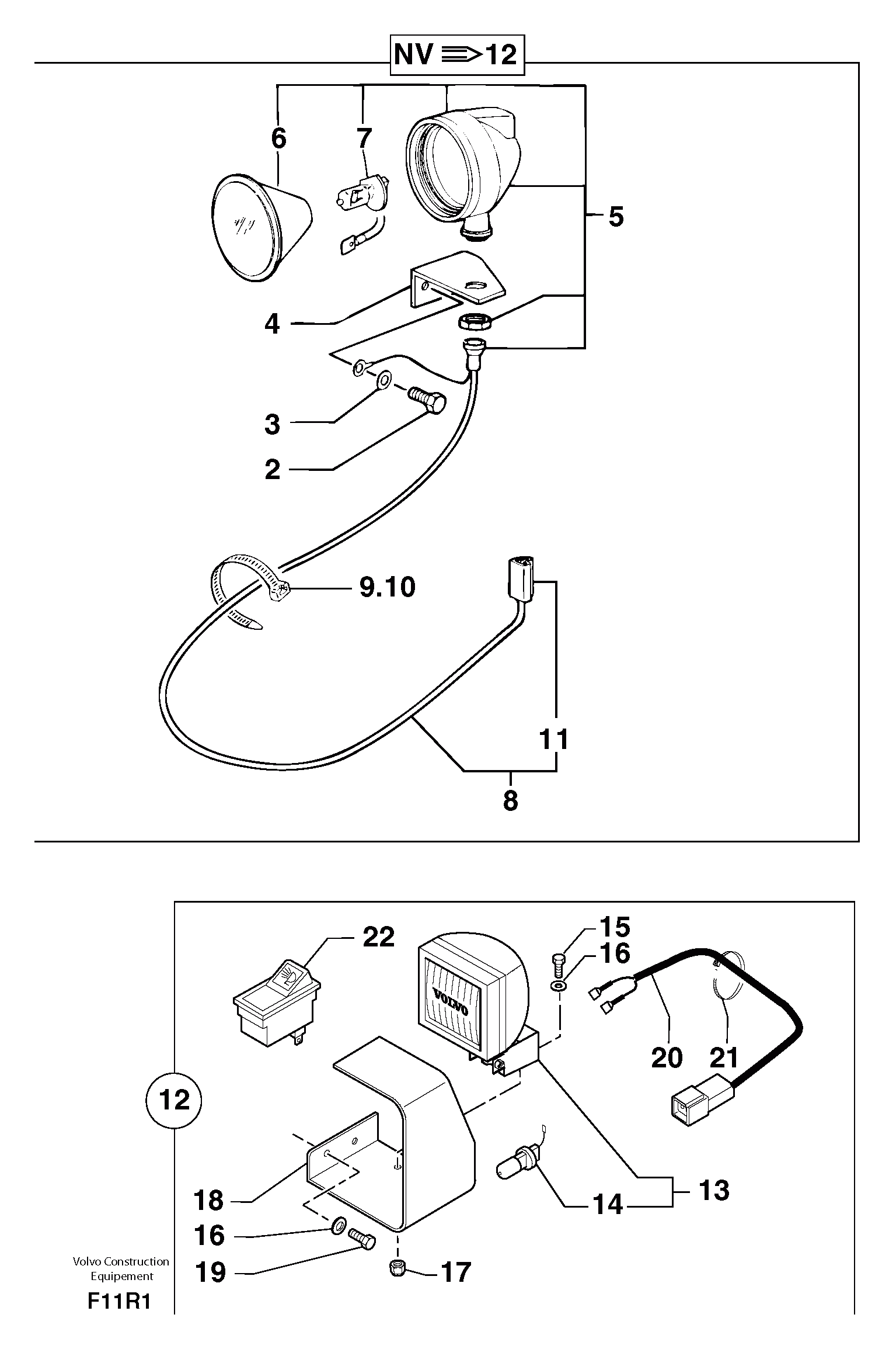 Схема запчастей Volvo EC50 - 6452 Work light on boom EC50VV TYPE 247