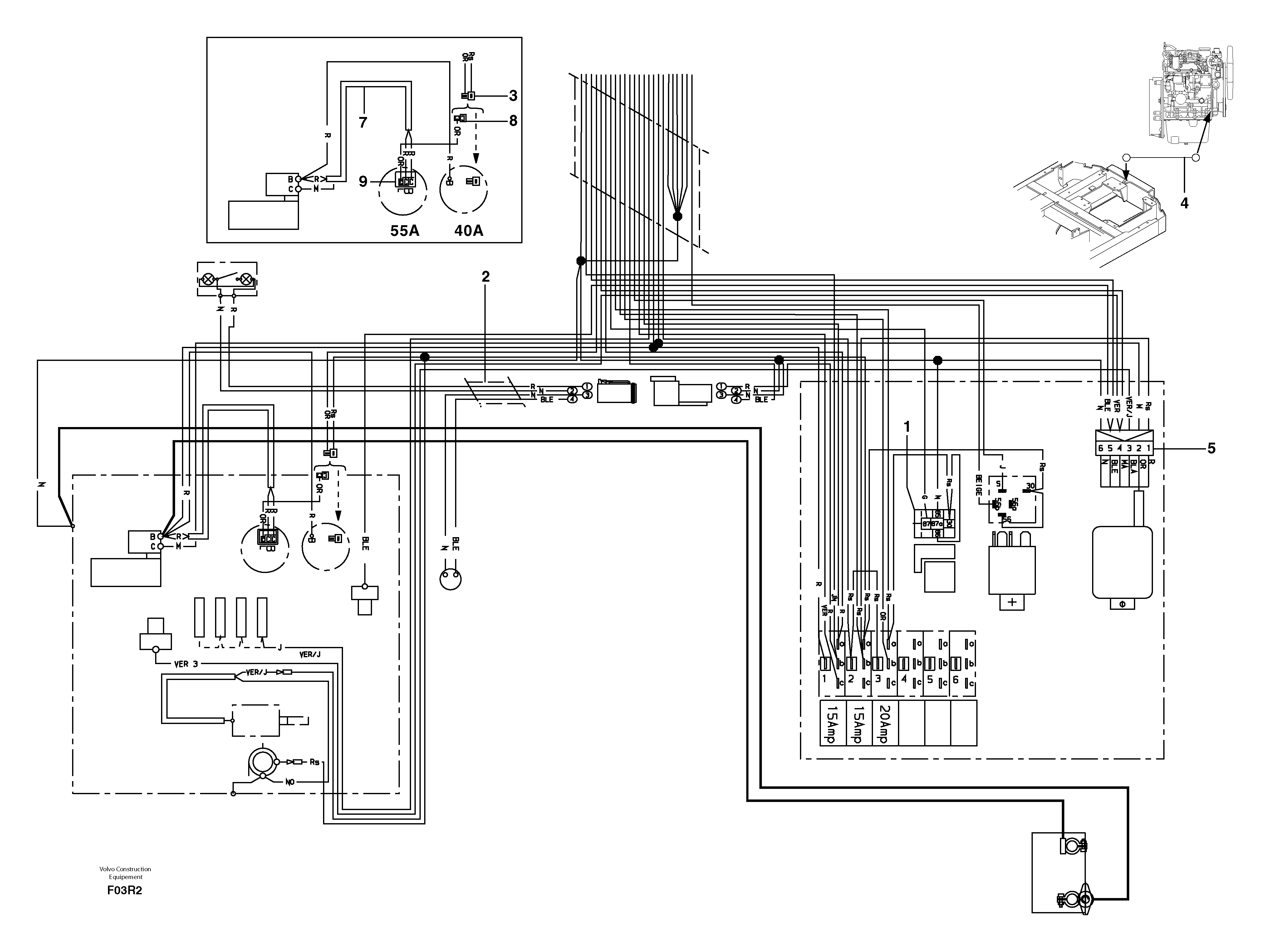 Схема запчастей Volvo EC50 - 46407 Electrical system (rear) / without Puma EC50VV TYPE 247
