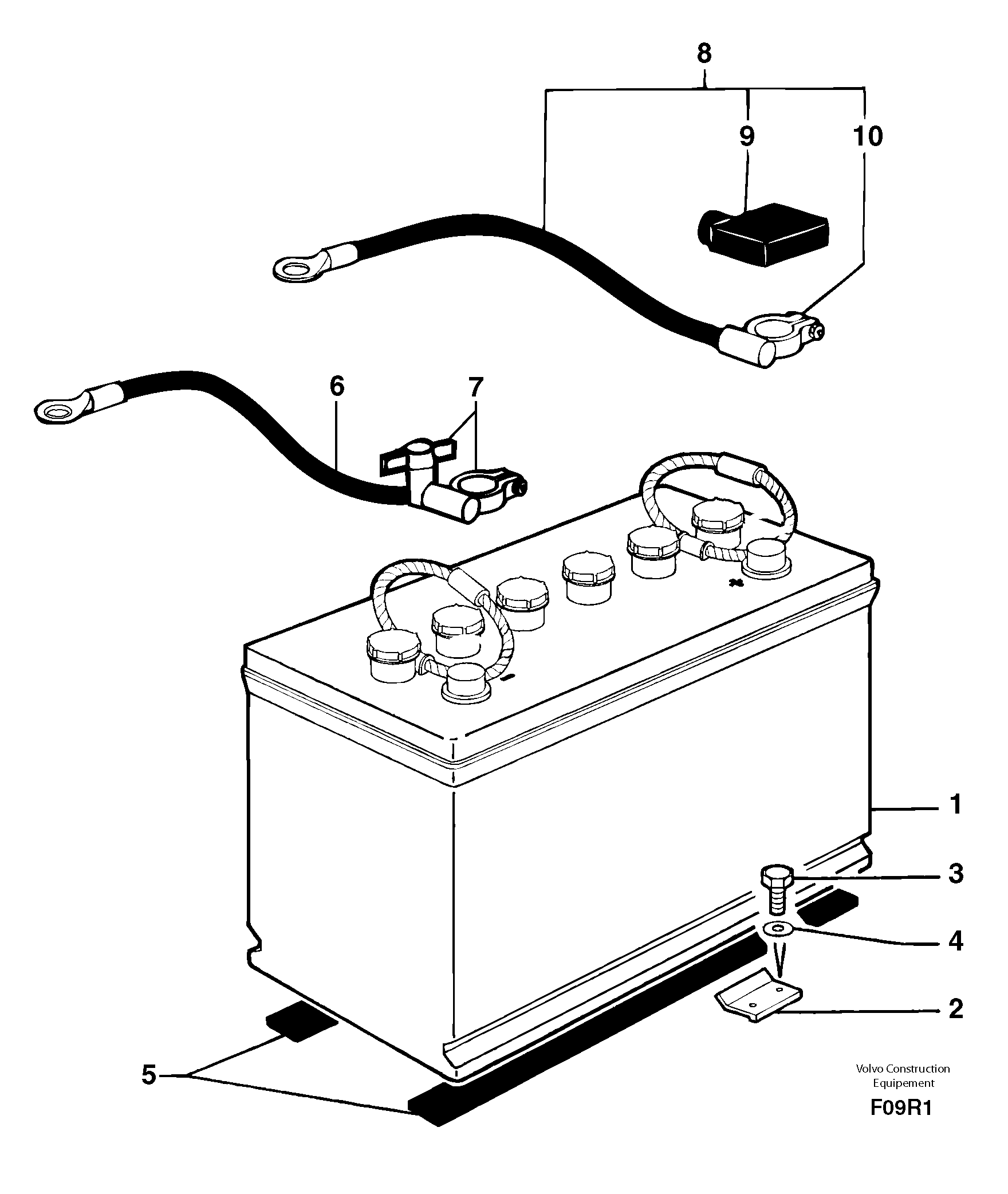 Схема запчастей Volvo EC50 - 6455 Battery installation / without Puma EC50VV TYPE 247