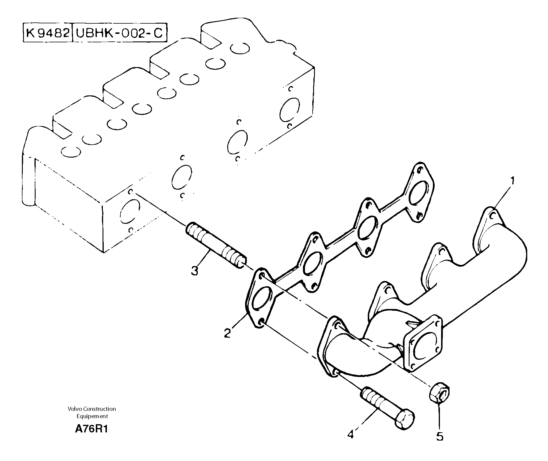 Схема запчастей Volvo EC50 - 14562 Коллектор (труба) выпускной EC50 TYPE 247
