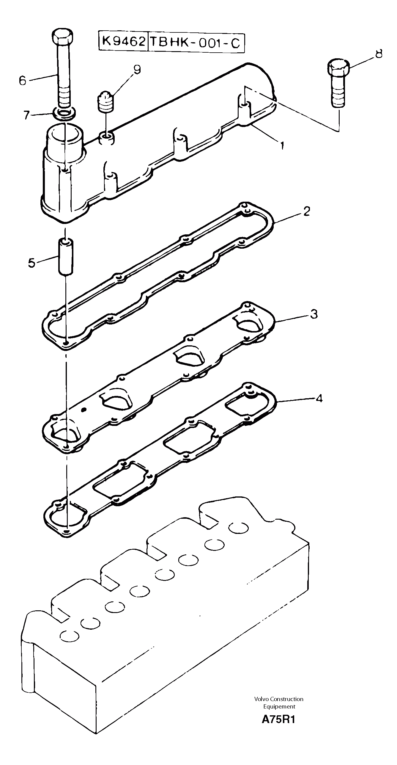Схема запчастей Volvo EC50 - 3580 Впускной коллектор (труба) EC50 TYPE 247