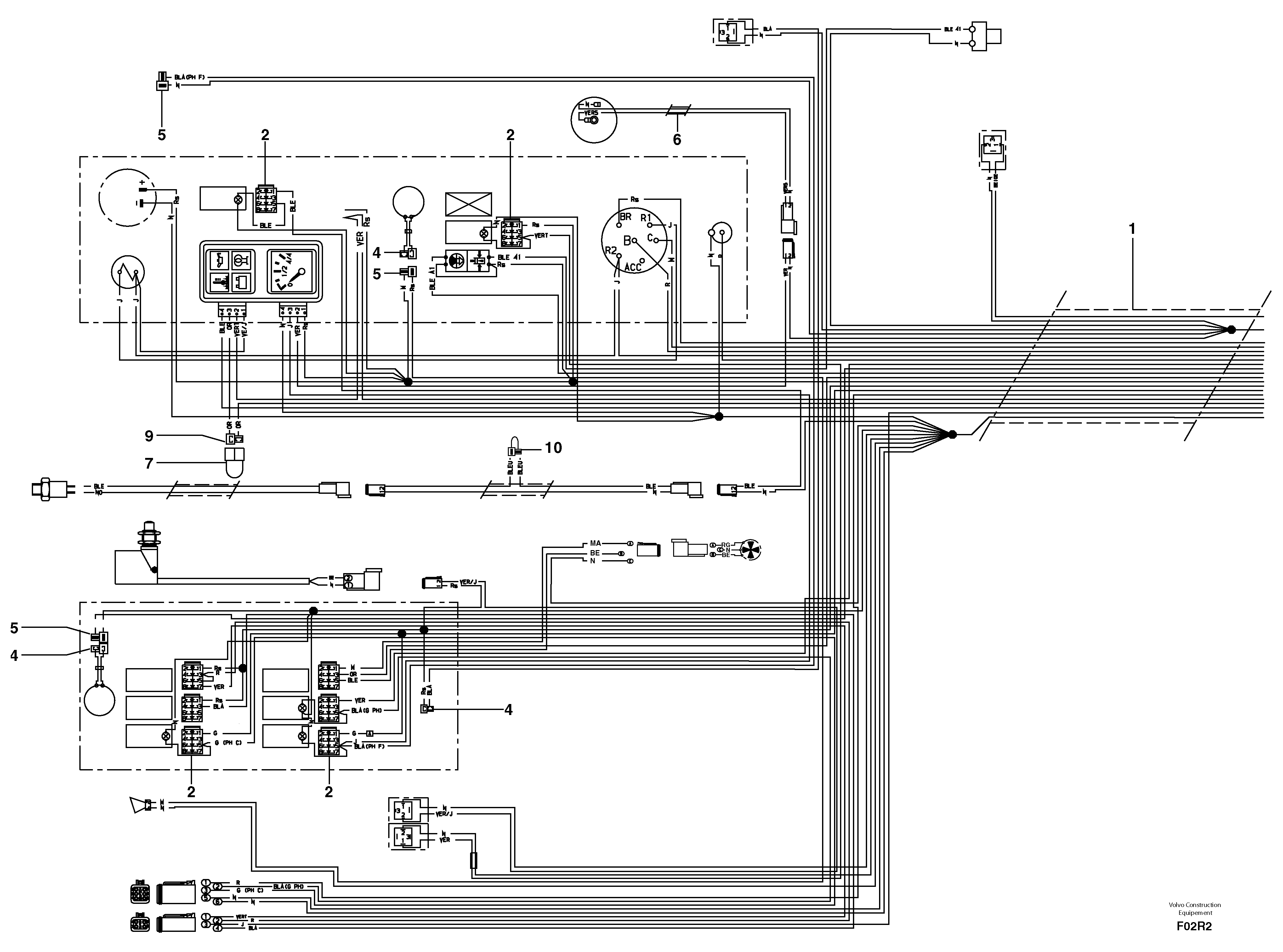 Схема запчастей Volvo EC50 - 6457 Electrical system (front) / without Puma EC50VV TYPE 247