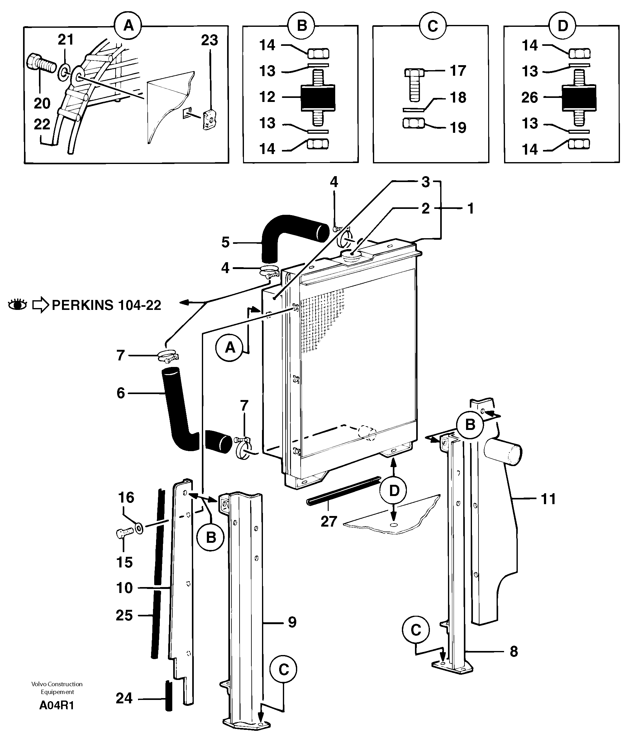 Схема запчастей Volvo EC50 - 103332 Radiator ( water ) EC50 TYPE 247