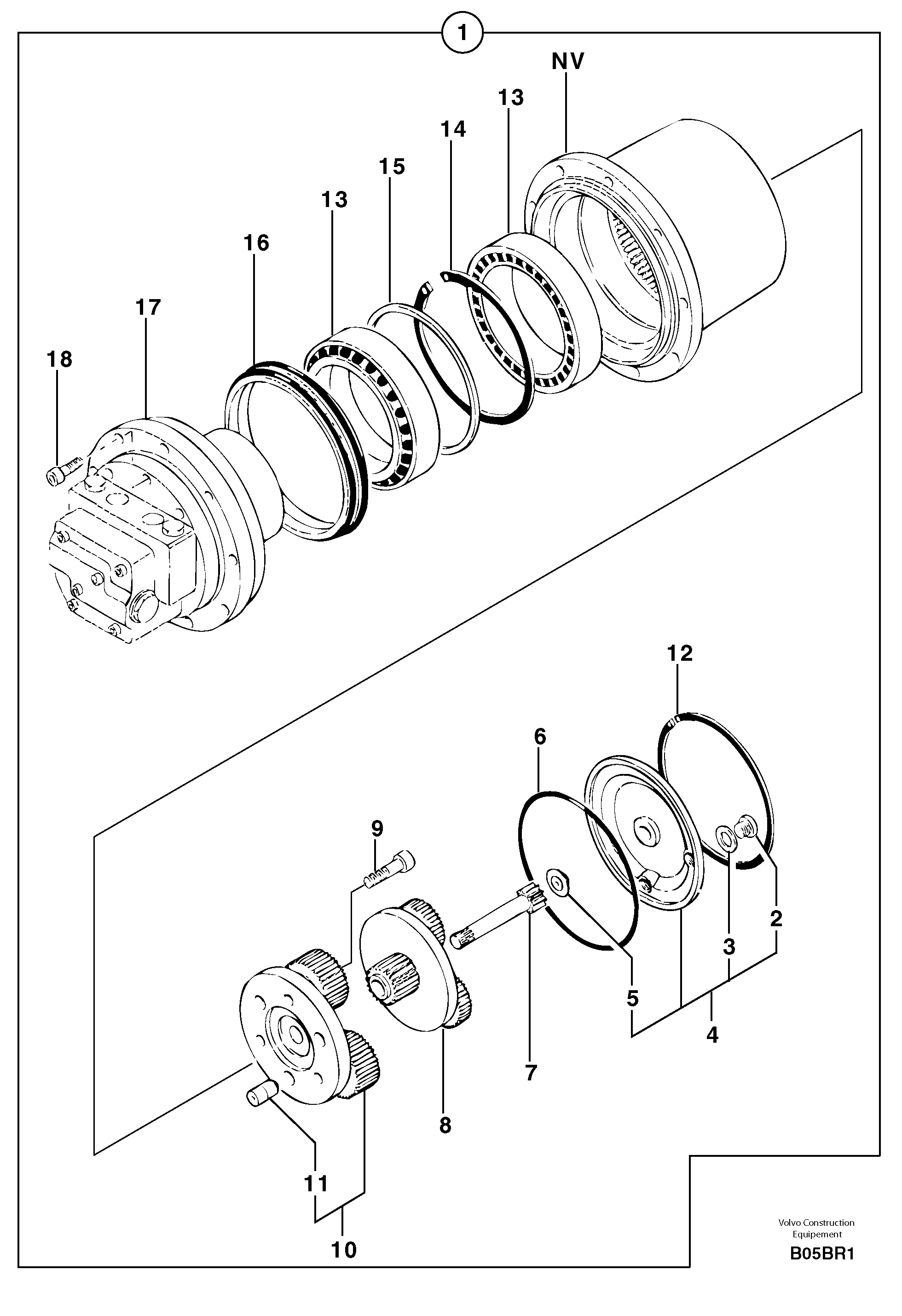 Схема запчастей Volvo EC50 - 7129 Travelling gear motor assy EC50VV TYPE 247