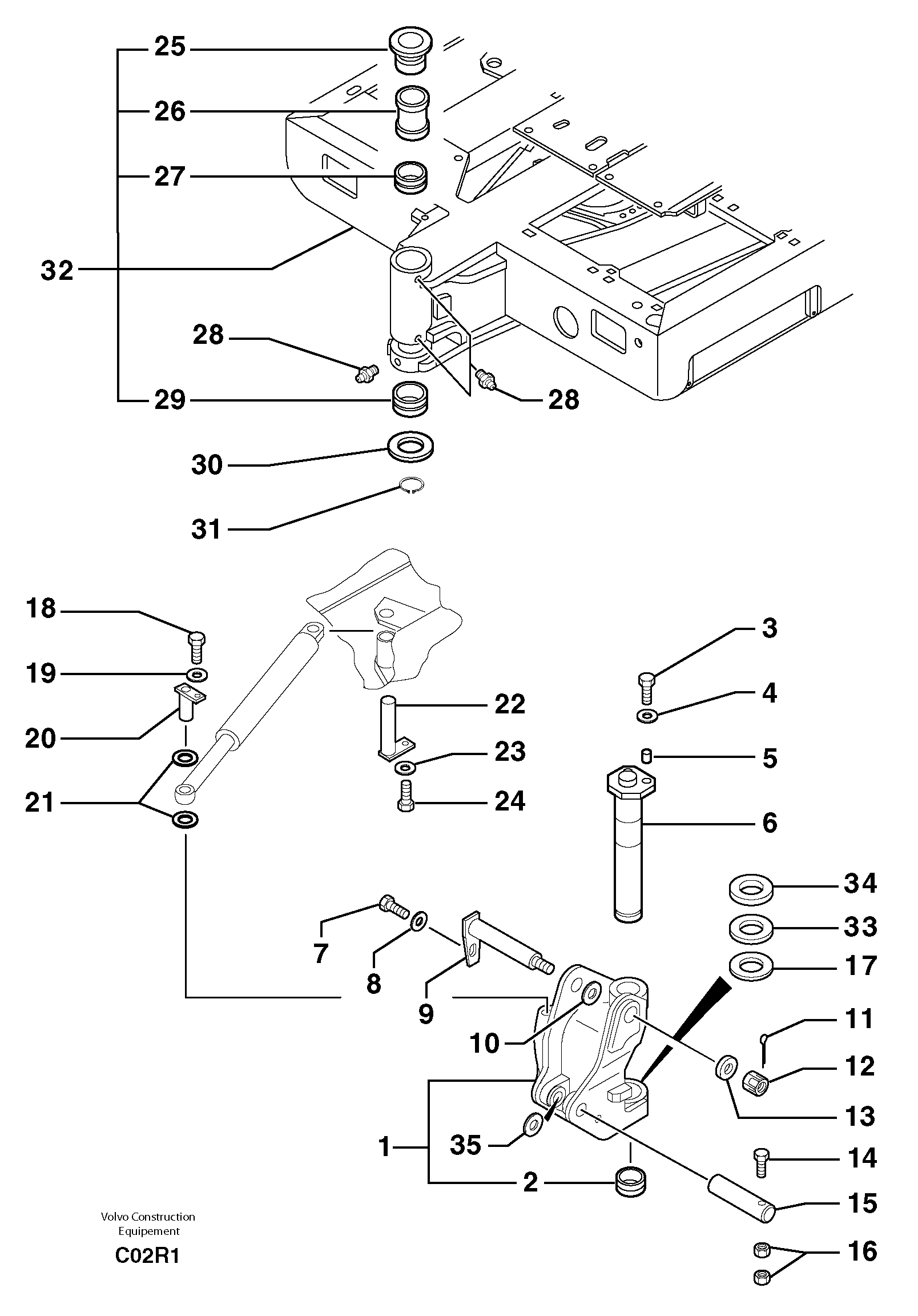 Схема запчастей Volvo EC50 - 38223 Platform / pivot pin EC50VV TYPE 247