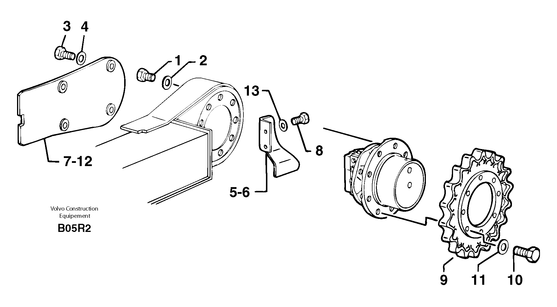 Схема запчастей Volvo EC50 - 7135 Travelling gear motor assy / sprocket EC50VV TYPE 247