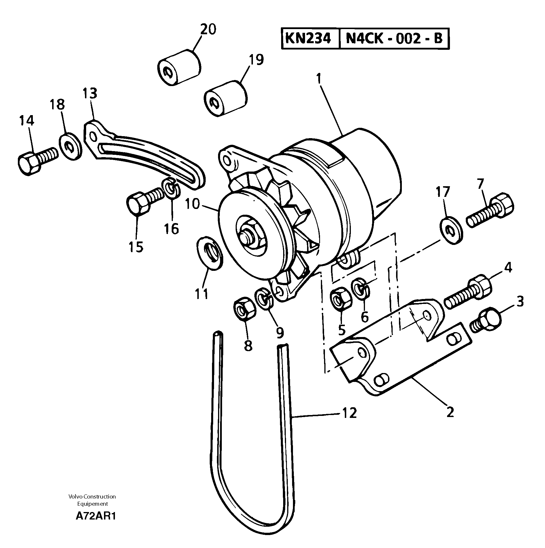 Схема запчастей Volvo EC50 - 8678 Alternator installation EC50 TYPE 247