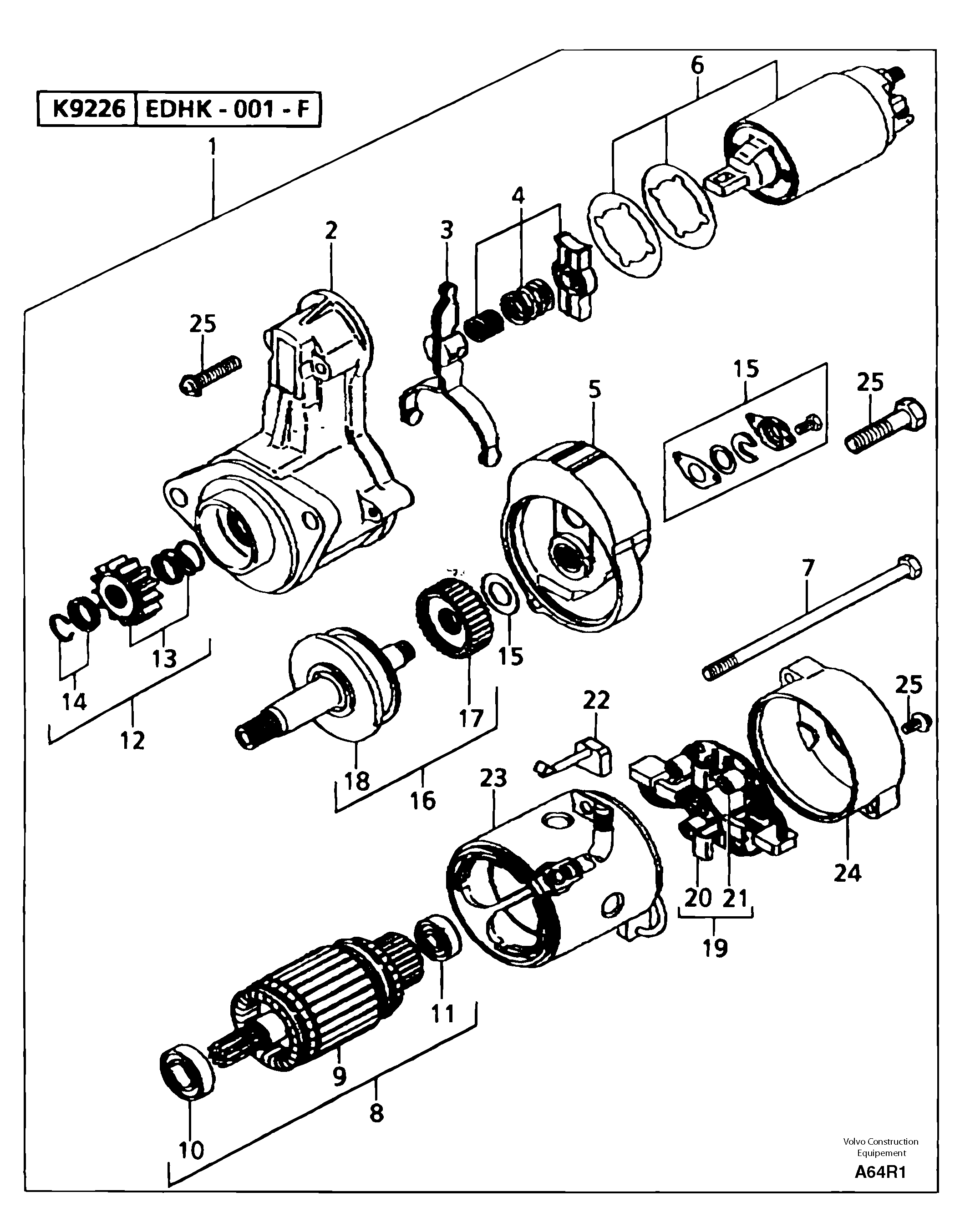 Схема запчастей Volvo EC50 - 104879 Starter motor EC50 TYPE 247