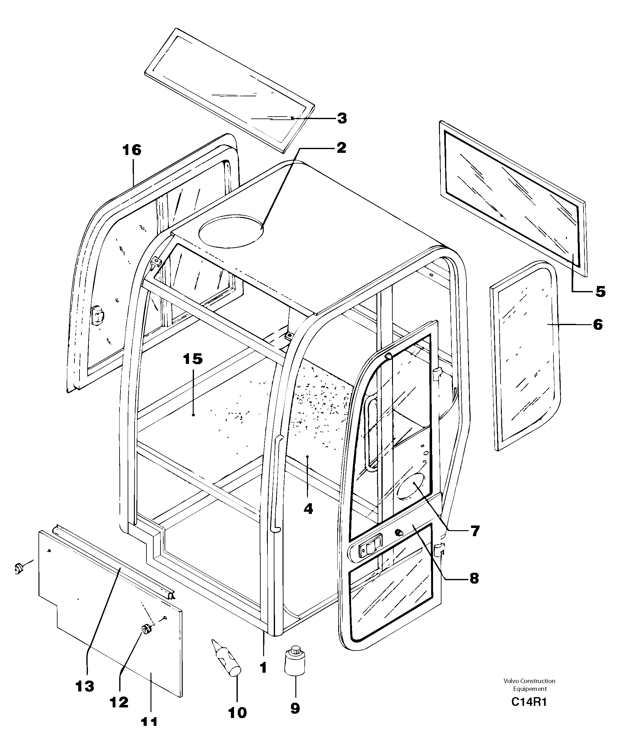 Схема запчастей Volvo EC50 - 7139 Cab : glass EC50VV TYPE 247
