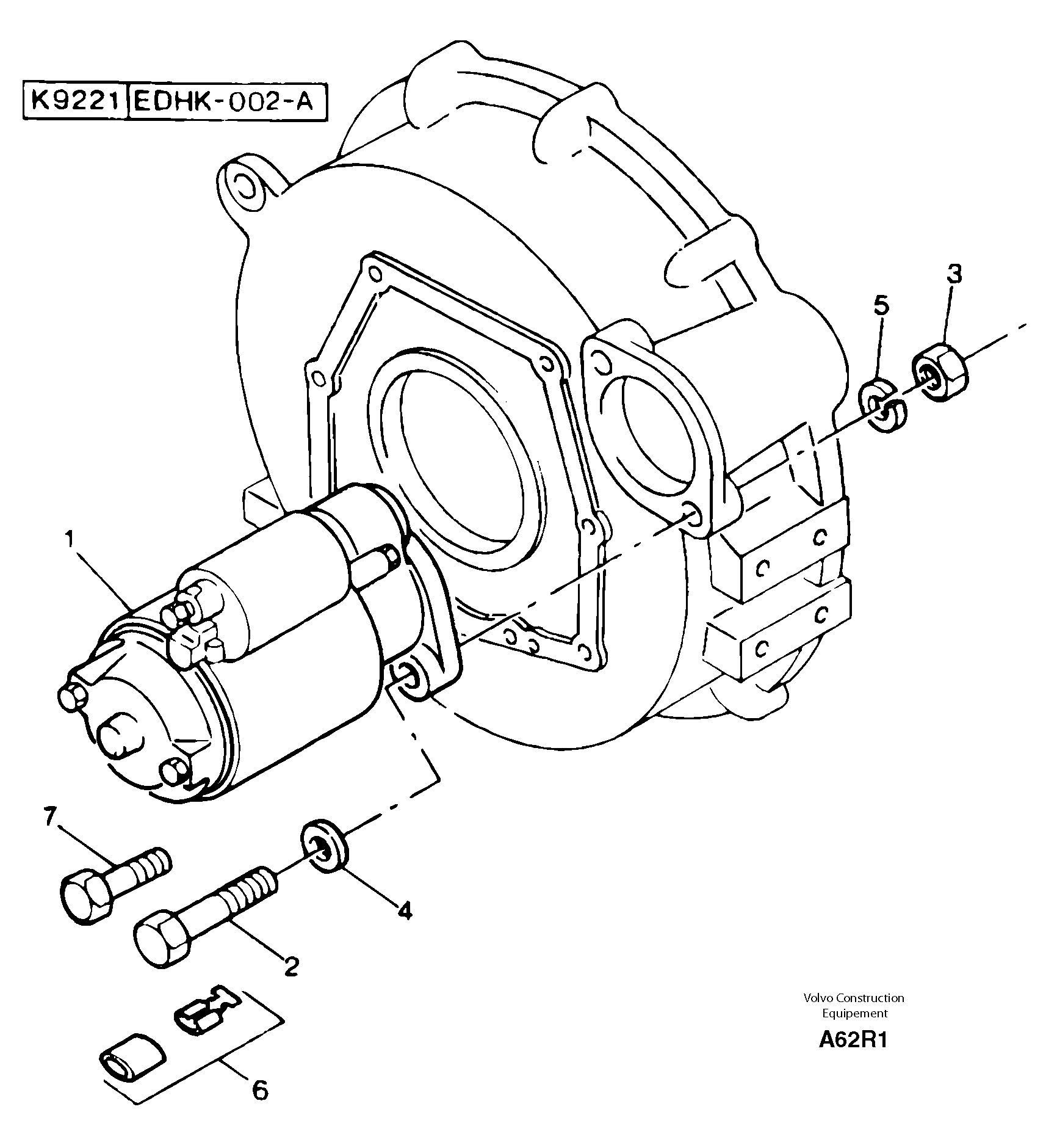 Схема запчастей Volvo EC50 - 8681 Starter motor installation EC50 TYPE 247
