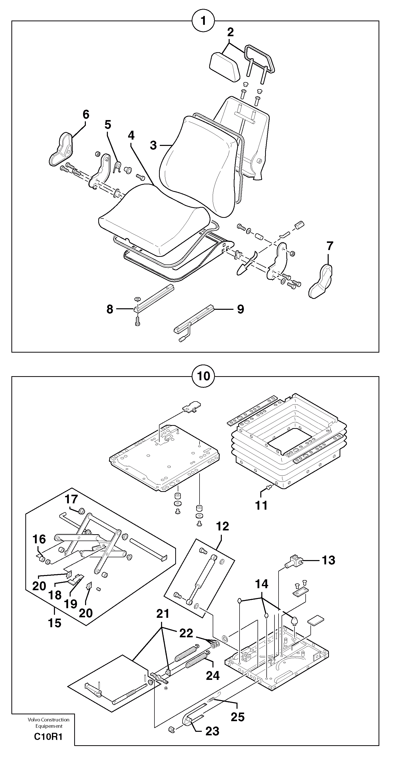 Схема запчастей Volvo EC50 - 7146 Suspended seat EC50VV TYPE 247
