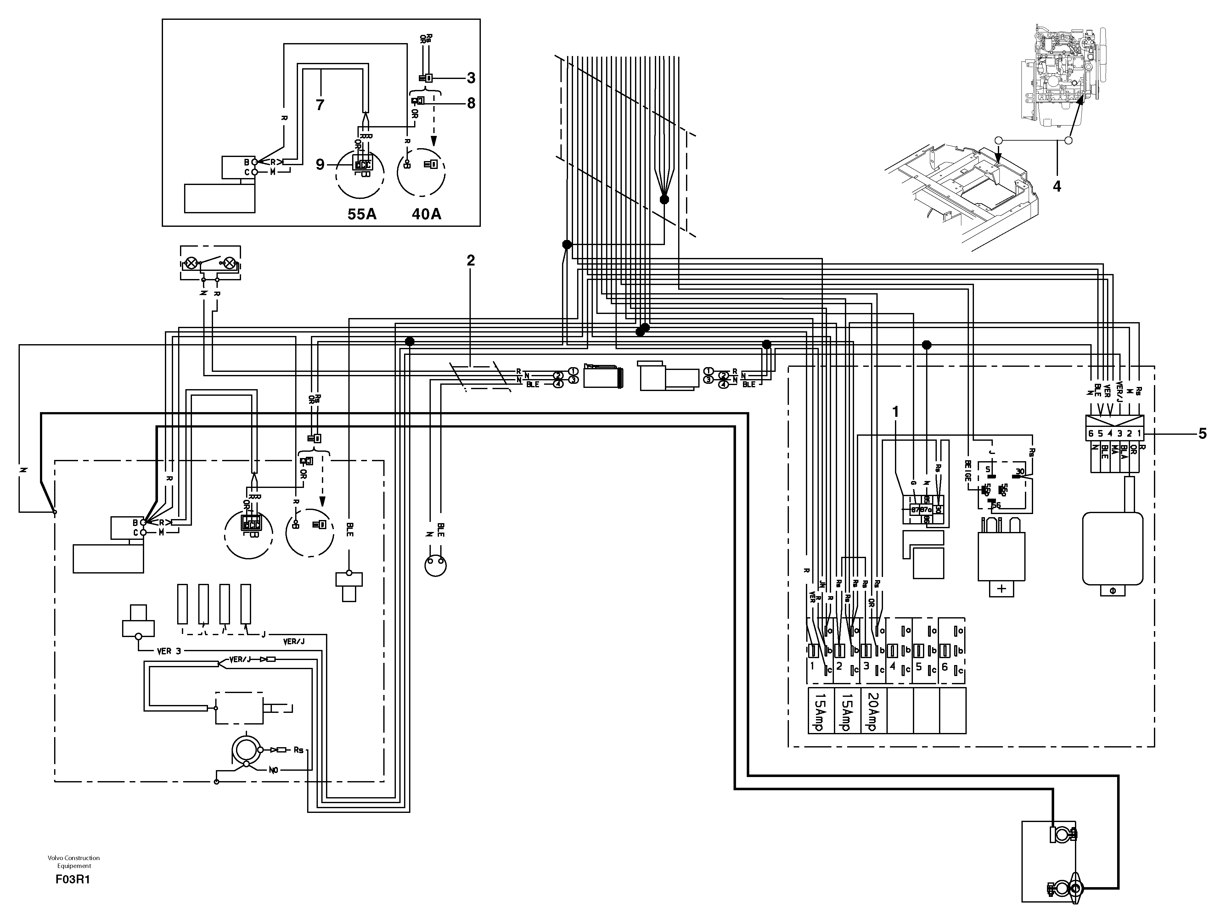 Схема запчастей Volvo EC50 - 46399 Electrical system (rear) / without Puma EC50 TYPE 247