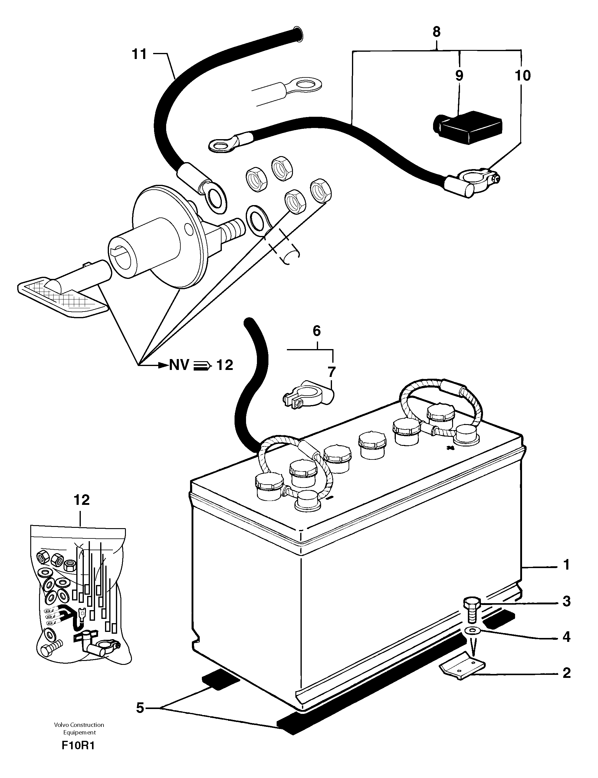 Схема запчастей Volvo EC50 - 8689 Battery installation / with Puma EC50 TYPE 247