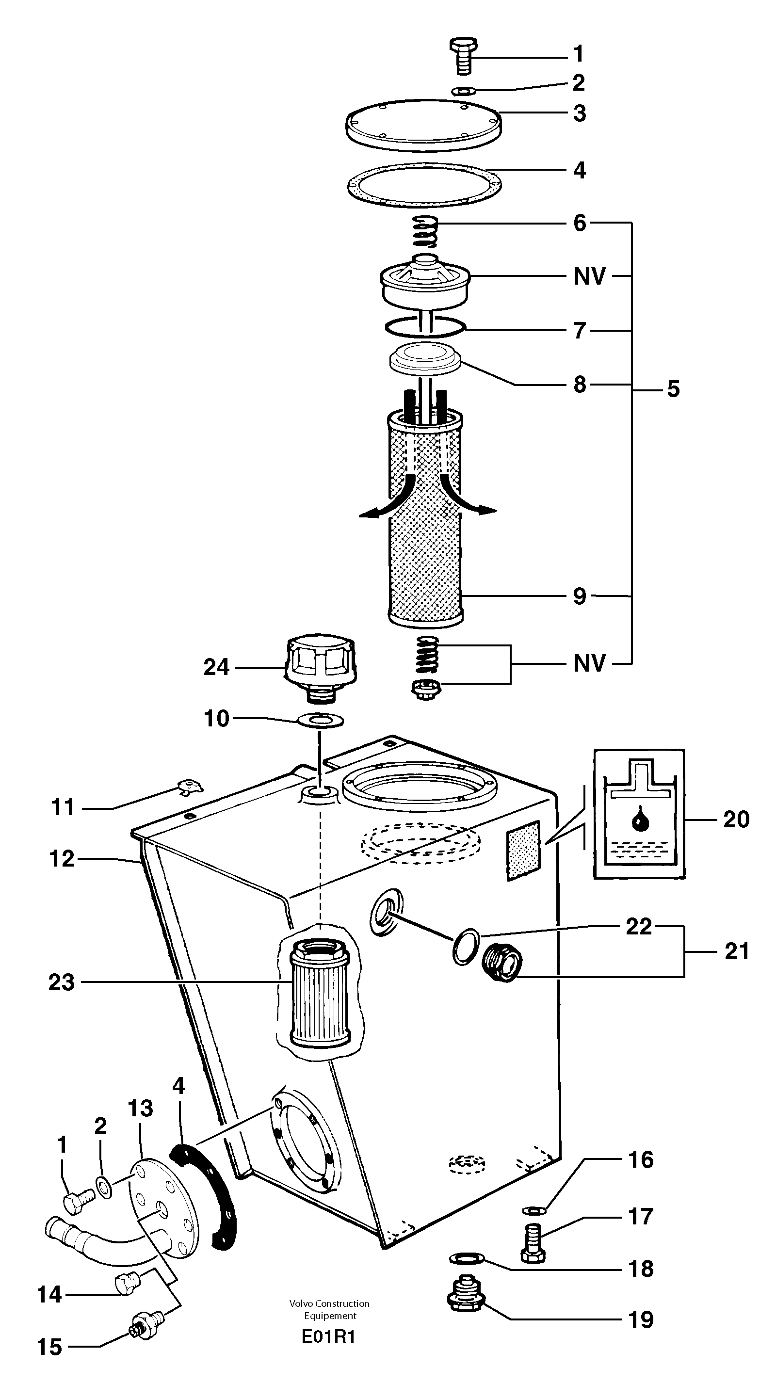 Схема запчастей Volvo EC50 - 101735 Гидробак EC50VV TYPE 247