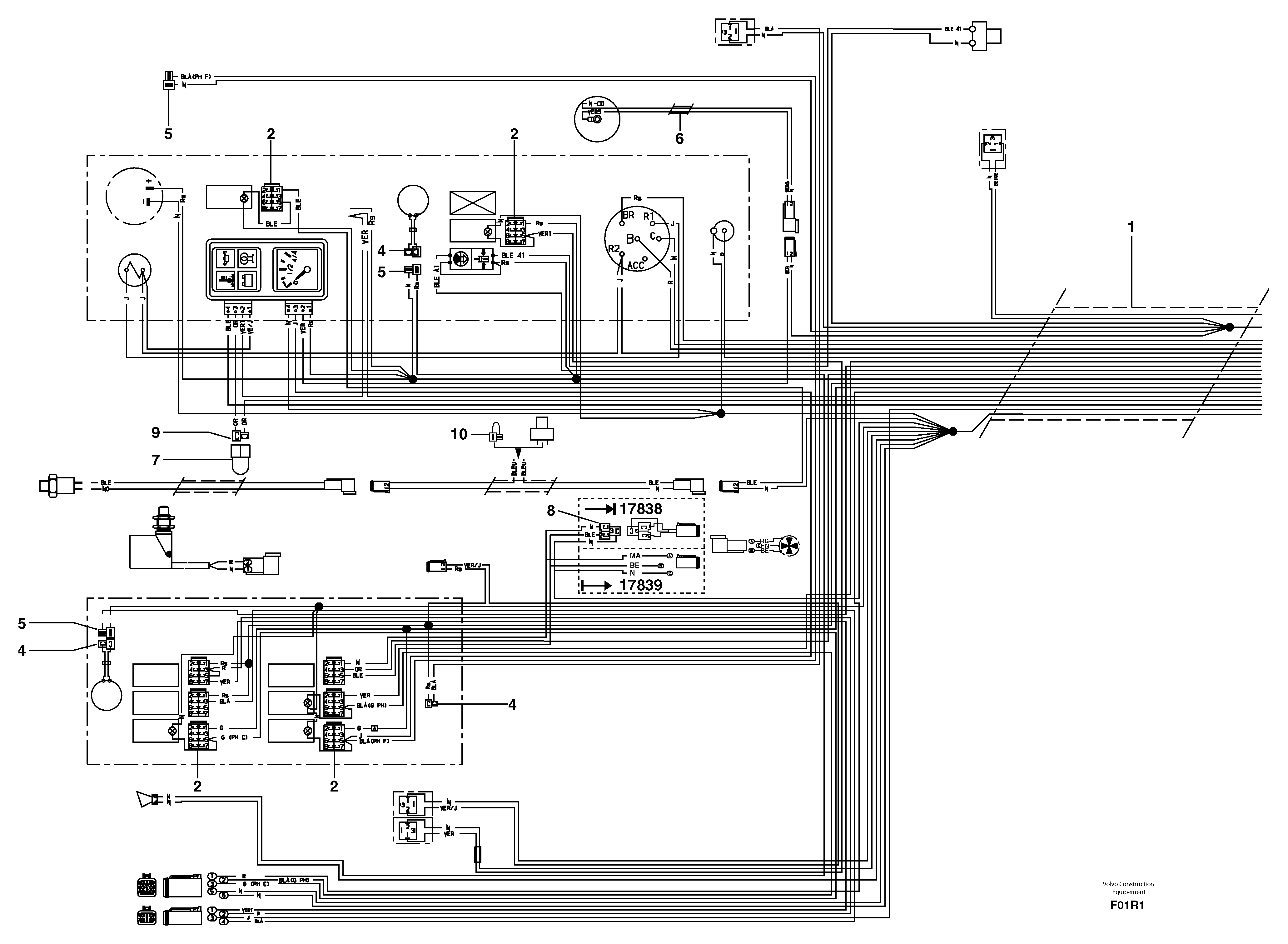 Схема запчастей Volvo EC50 - 8691 Electrical system (front) / without Puma EC50 TYPE 247