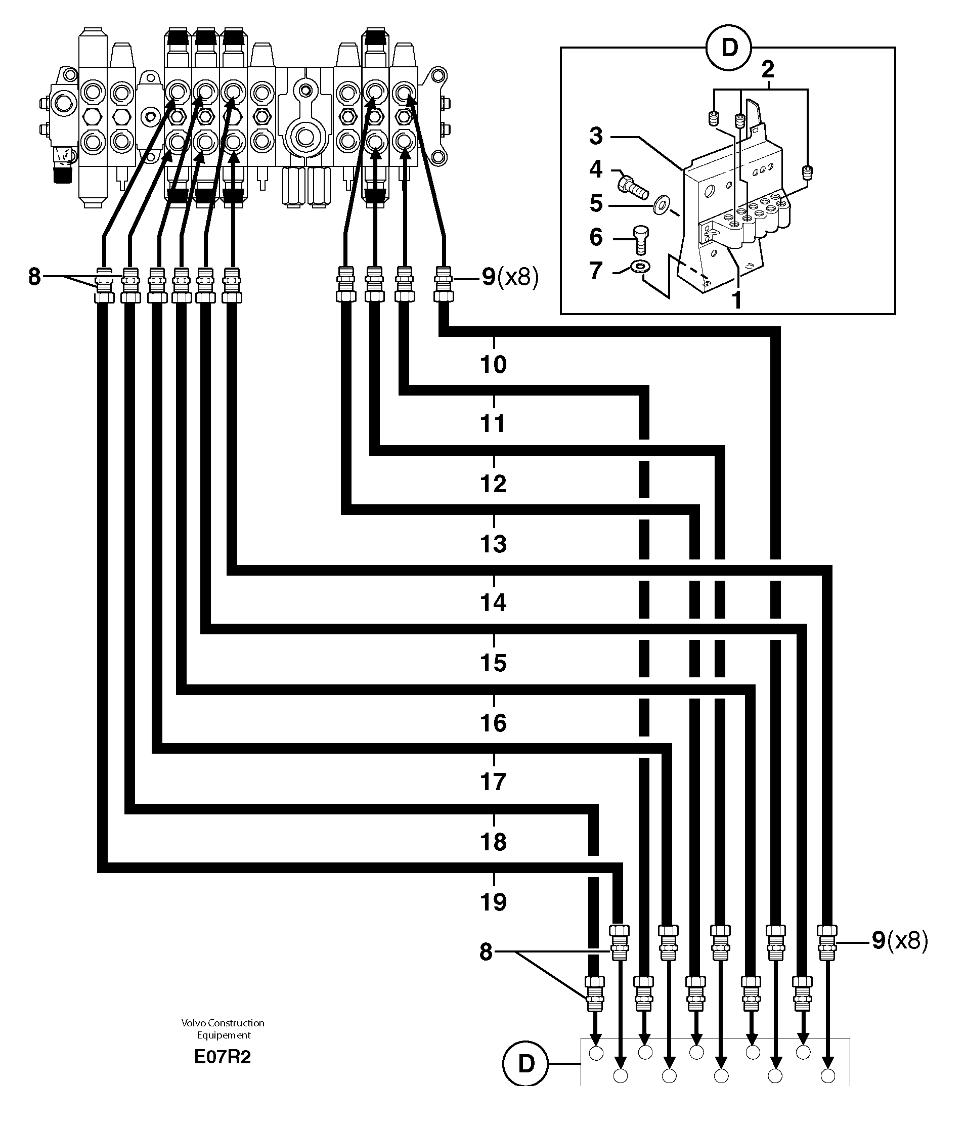 Схема запчастей Volvo EC50 - 7335 Hydr. circuit ( attachment ) EC50VV TYPE 247
