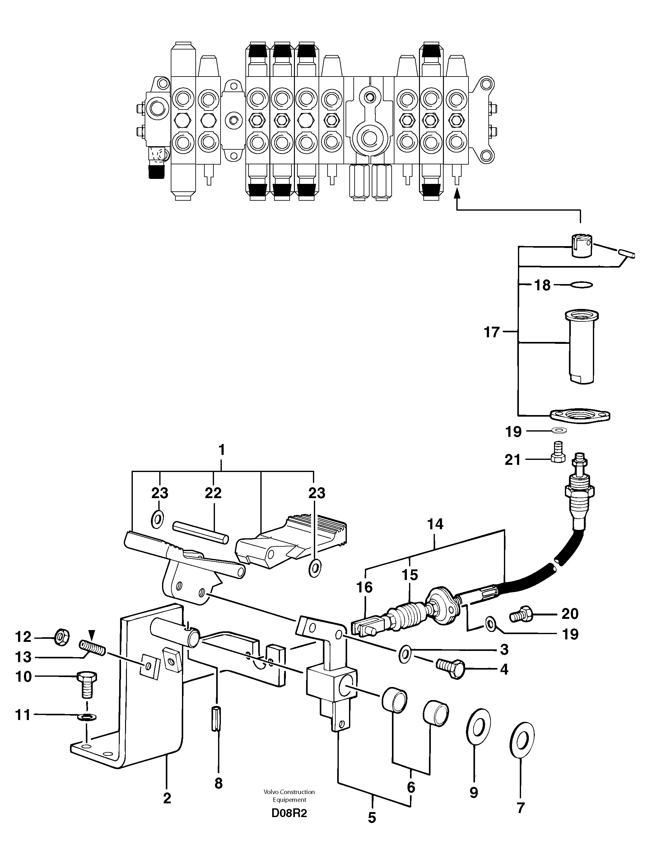 Схема запчастей Volvo EC50 - 7031 Control pedal : accessories on attachment - 75 l/m EC50VV TYPE 247