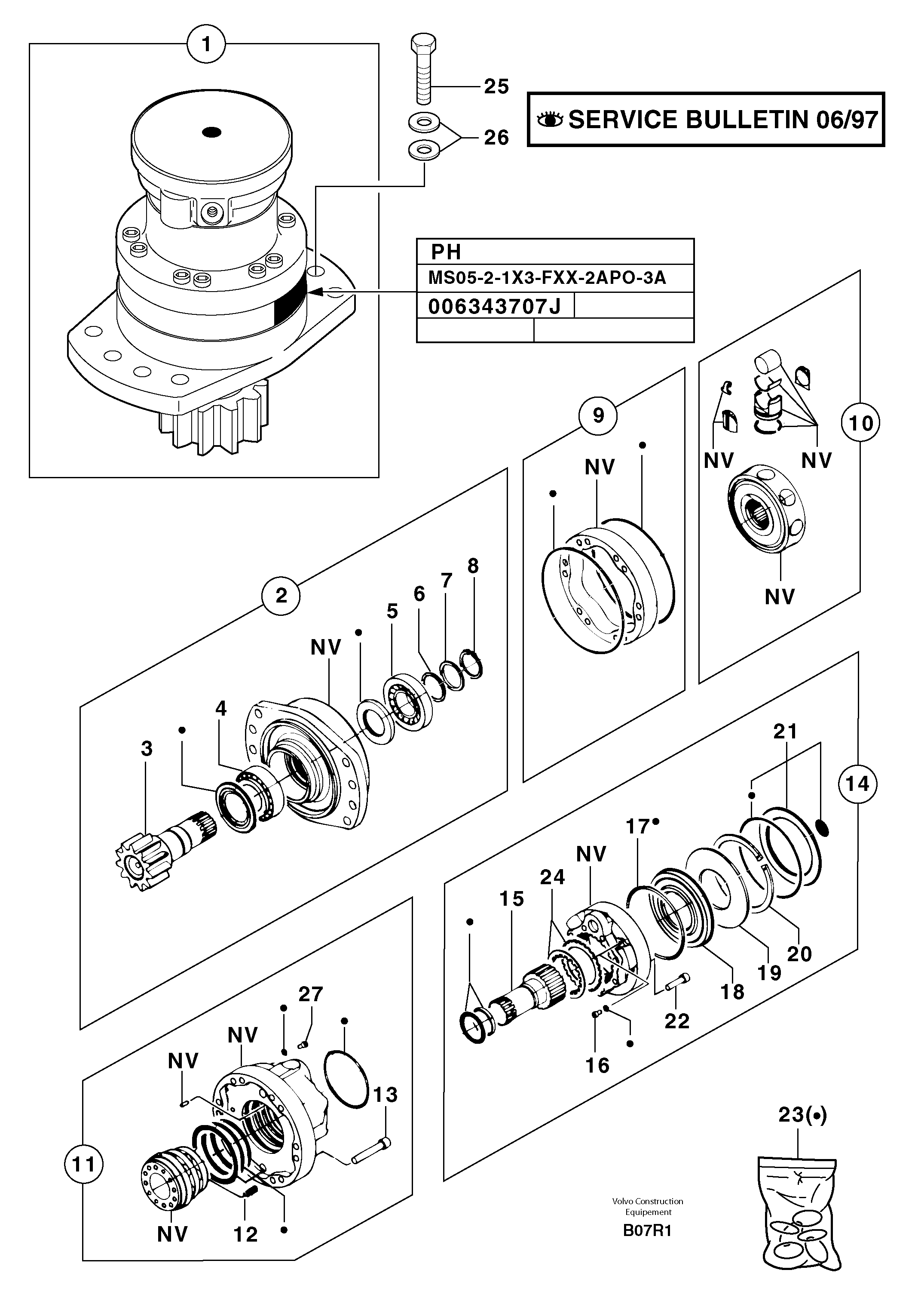 Схема запчастей Volvo EC50 - 102505 Slewing gear motor EC50 TYPE 247
