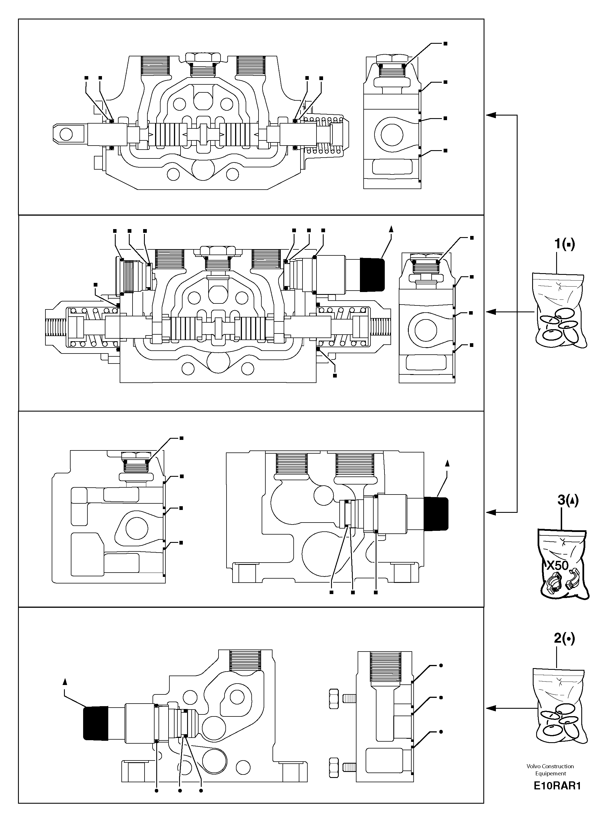 Схема запчастей Volvo EC50 - 7339 Control valve : seal (kit) for complete element EC50VV TYPE 247
