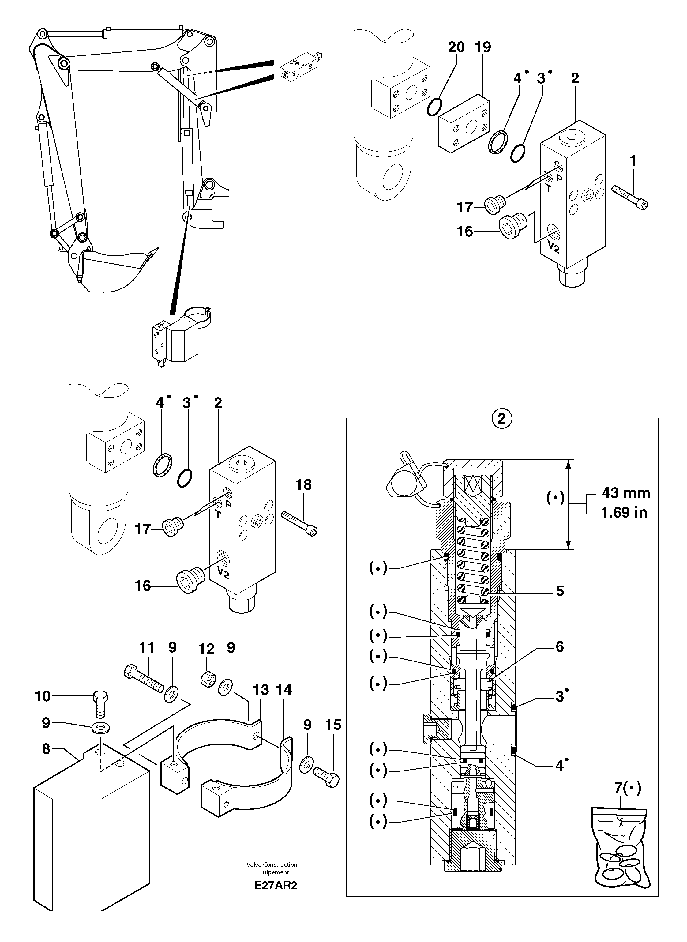 Схема запчастей Volvo EC50 - 7341 Safety valve ( boom cylinder ) EC50VV TYPE 247