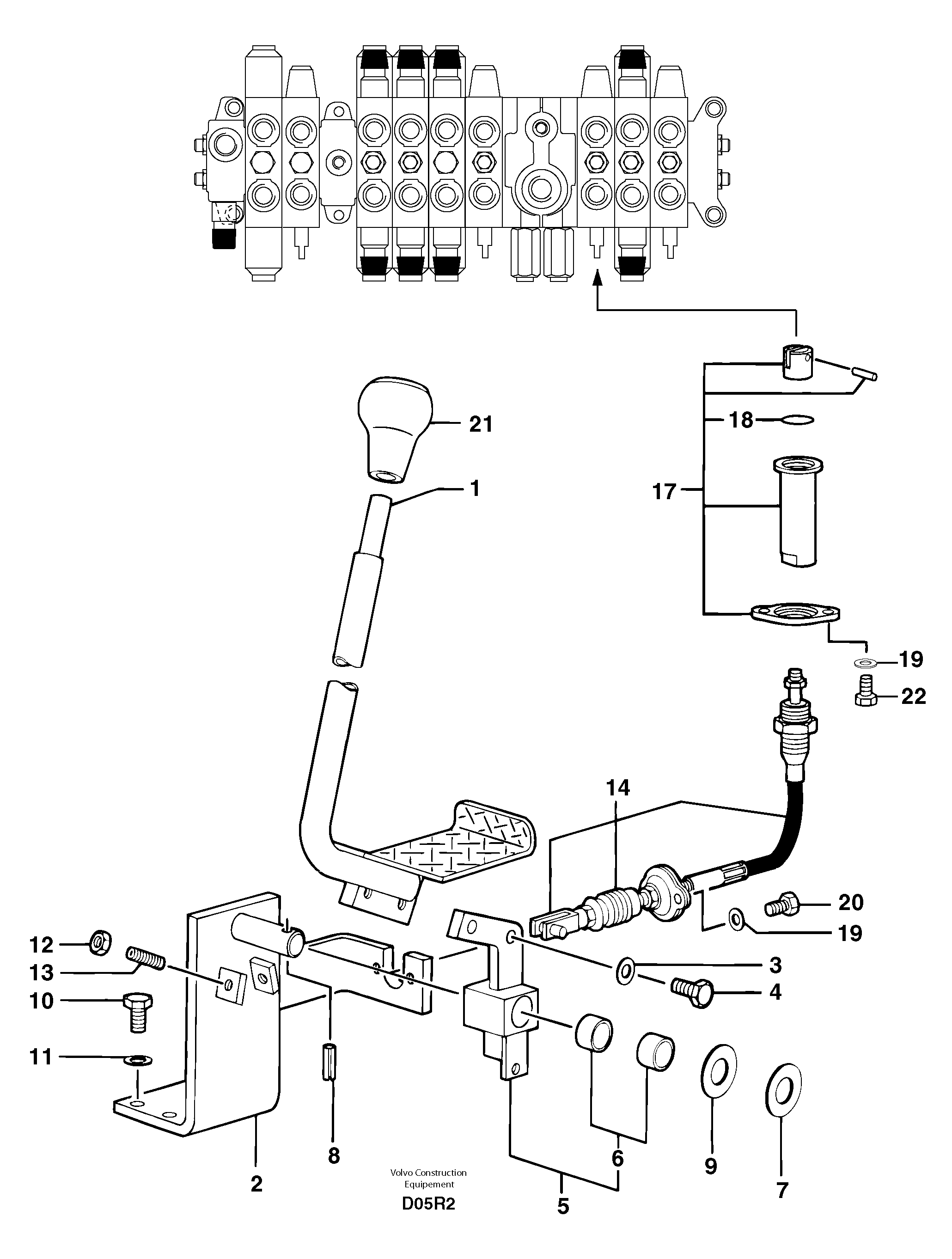 Схема запчастей Volvo EC50 - 7350 Control lever : travelling ( right ) EC50VV TYPE 247