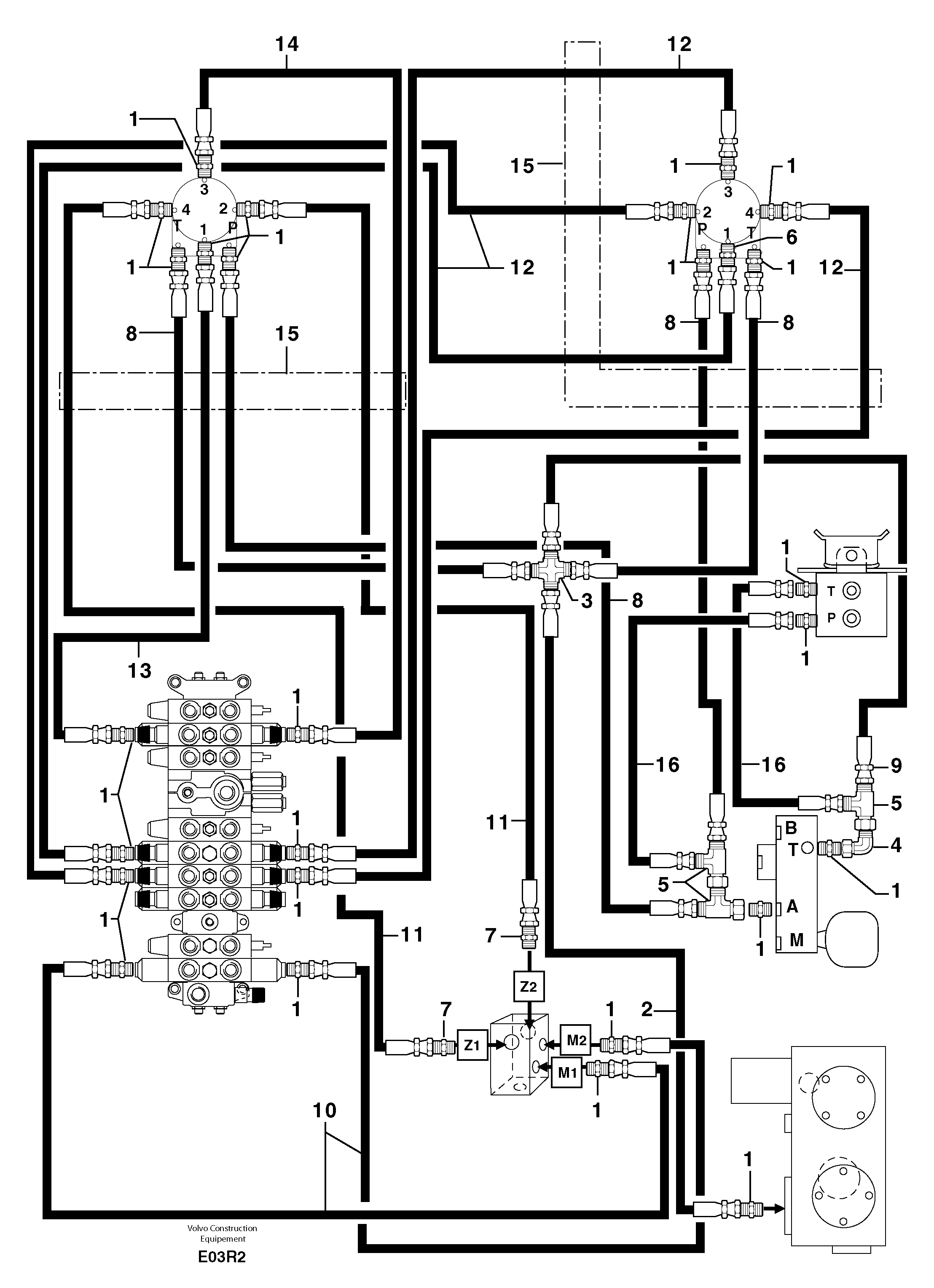 Схема запчастей Volvo EC50 - 106318 Hydr. circuit ( controls attachment ) EC50VV TYPE 247