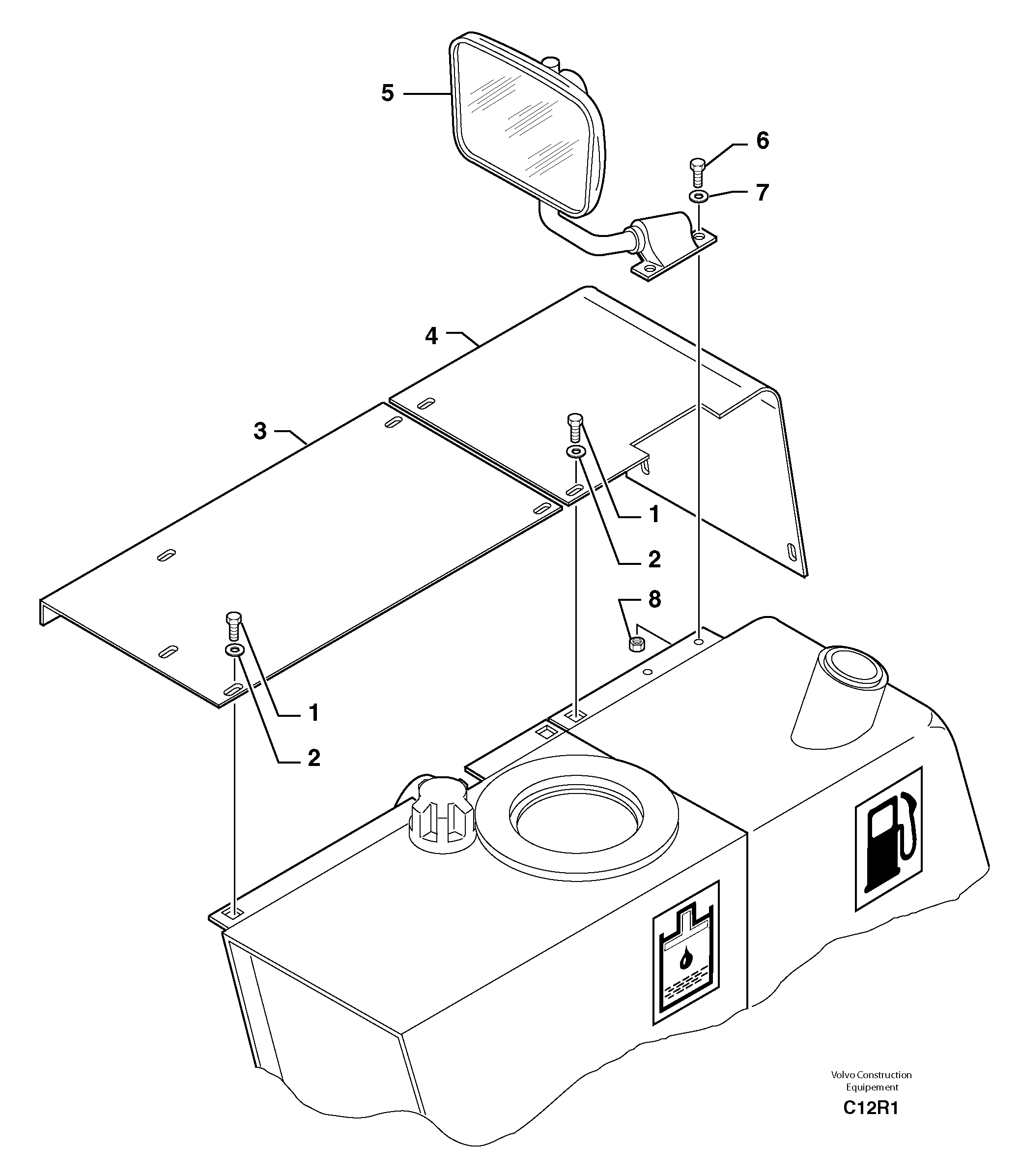 Схема запчастей Volvo EC50 - 26544 Rear-view mirror EC50 TYPE 247
