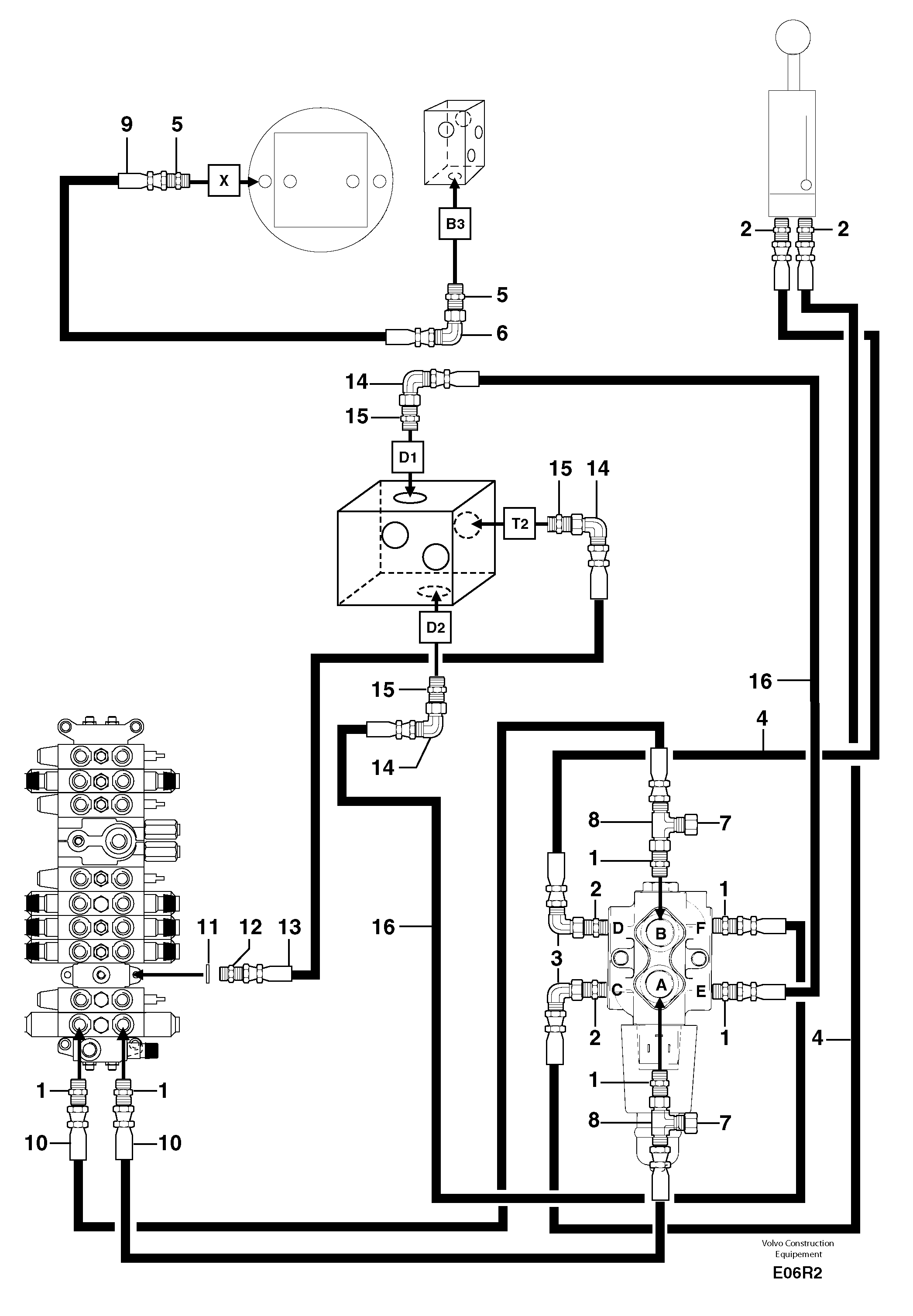 Схема запчастей Volvo EC50 - 77830 Hydr. circuit. ( boom slewing / offset ) EC50VV TYPE 247