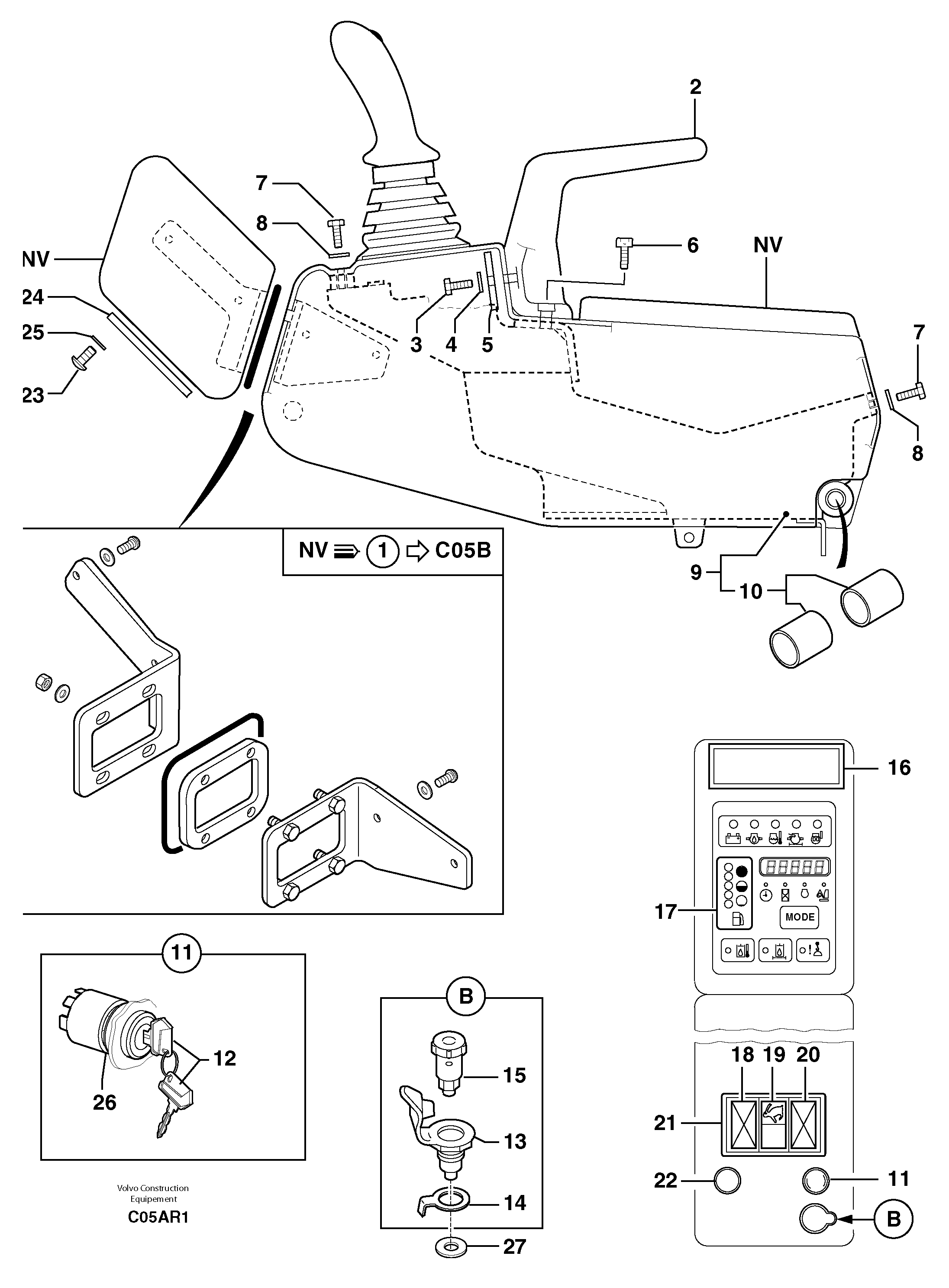 Схема запчастей Volvo EC50 - 97057 instrument panel (right) / with Puma EC50 TYPE 247
