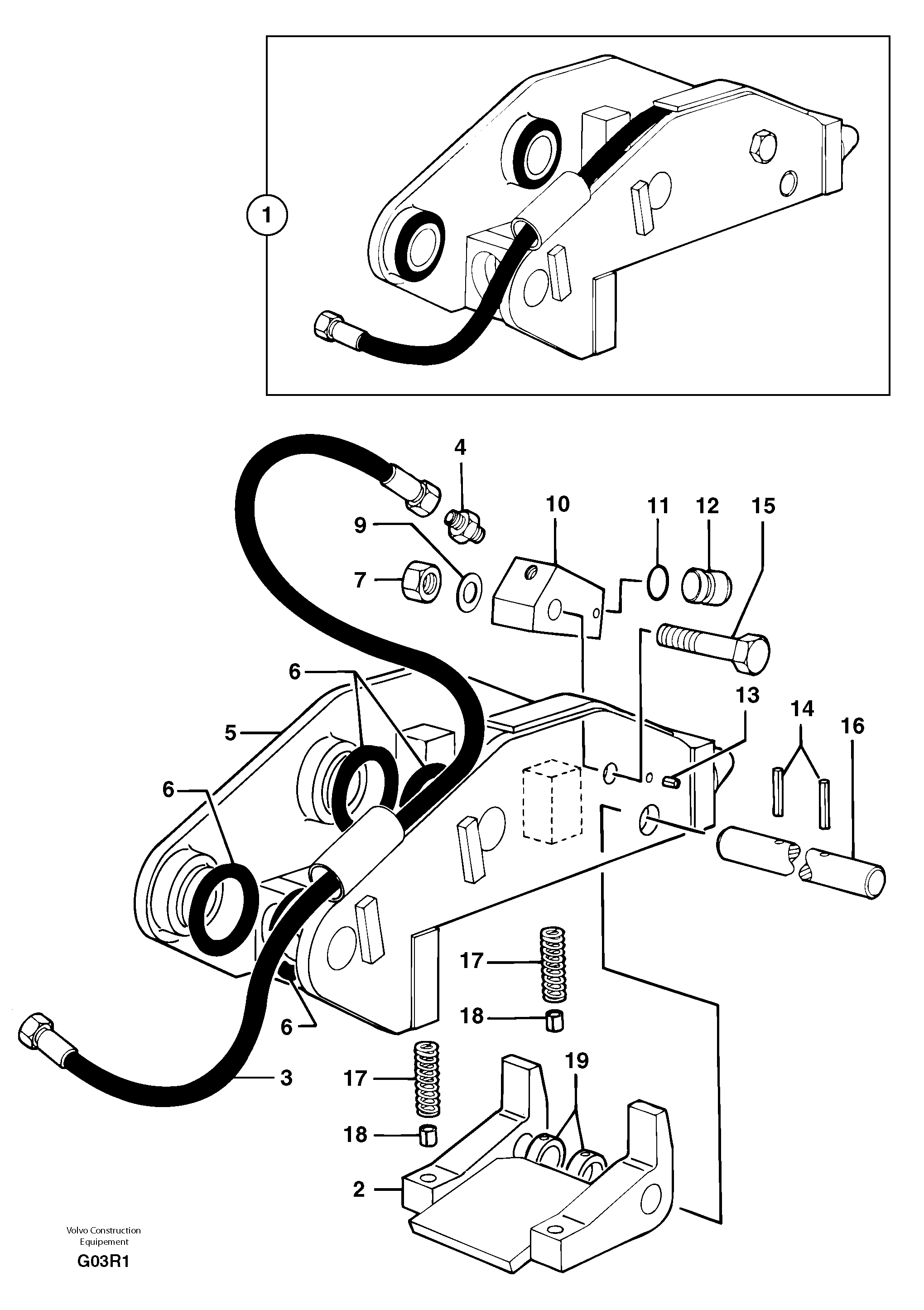 Схема запчастей Volvo EC50 - 105292 Tool holder / hydraulic control EC50VV TYPE 247