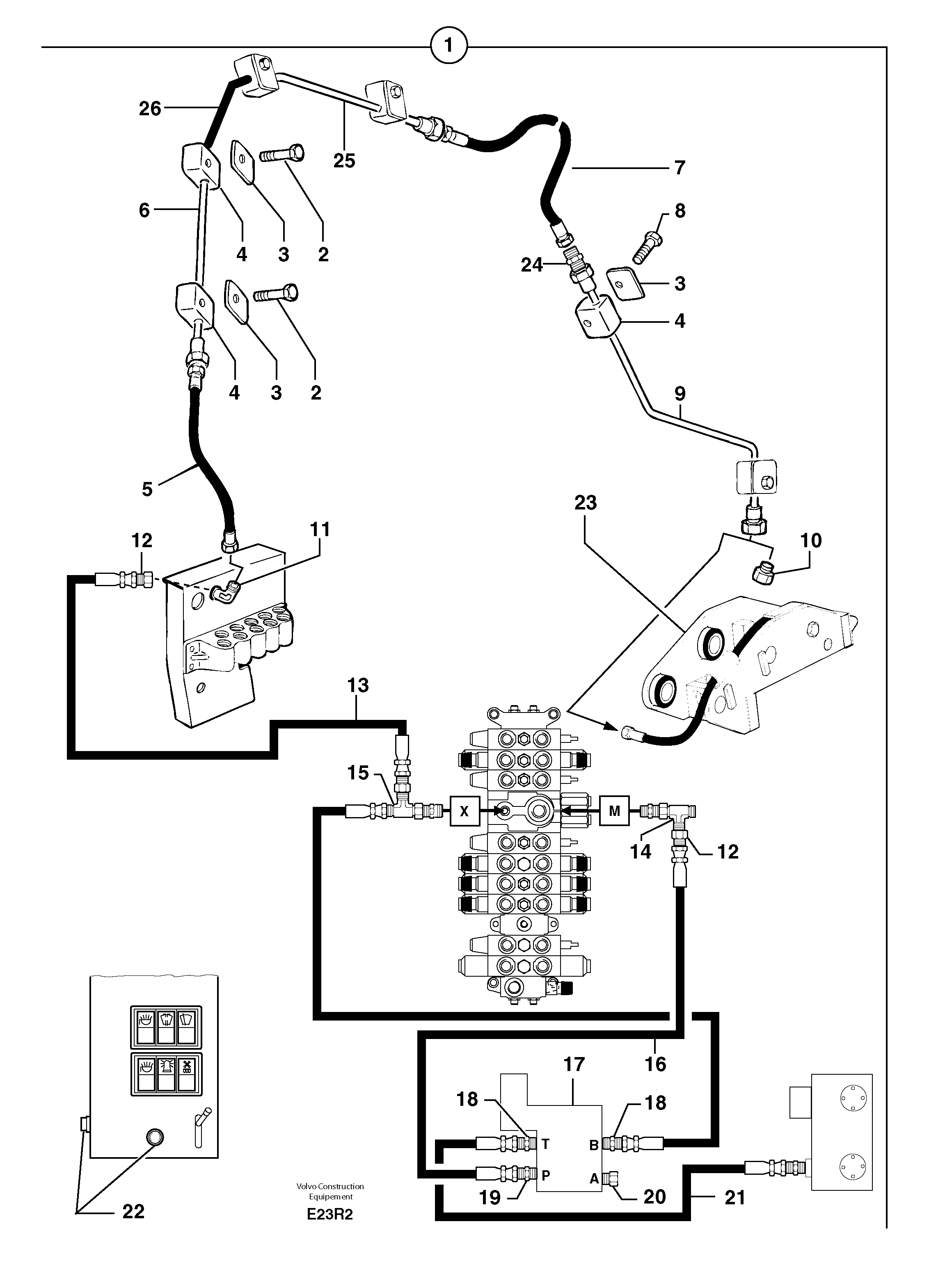 Схема запчастей Volvo EC50 - 94448 Hydraulic circuit ( snap-action attachment ) EC50VV TYPE 247