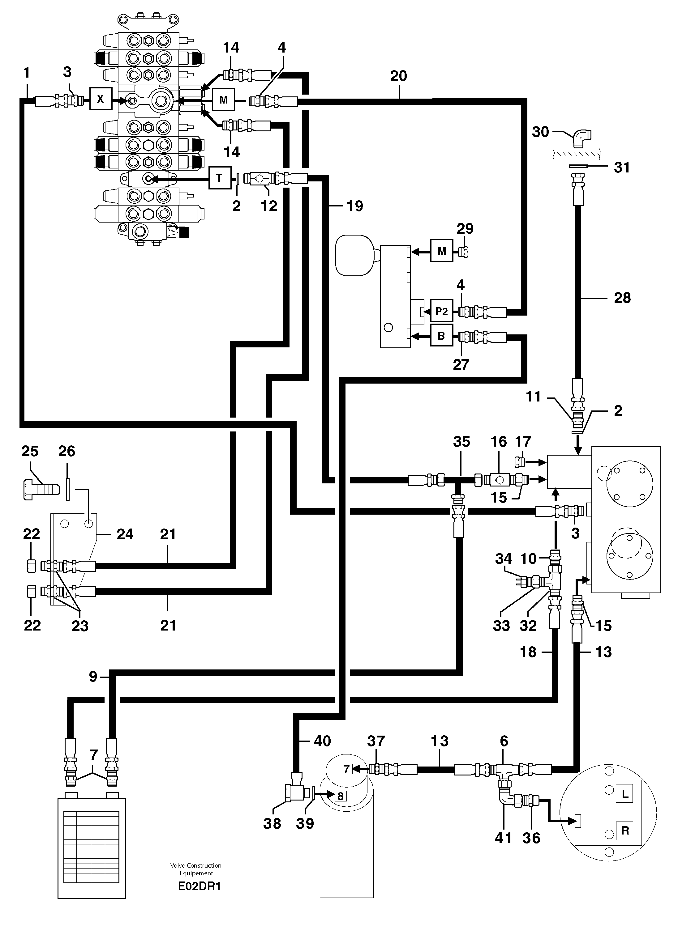 Схема запчастей Volvo EC50 - 105612 Attachments supply and return circuit EC50 TYPE 247