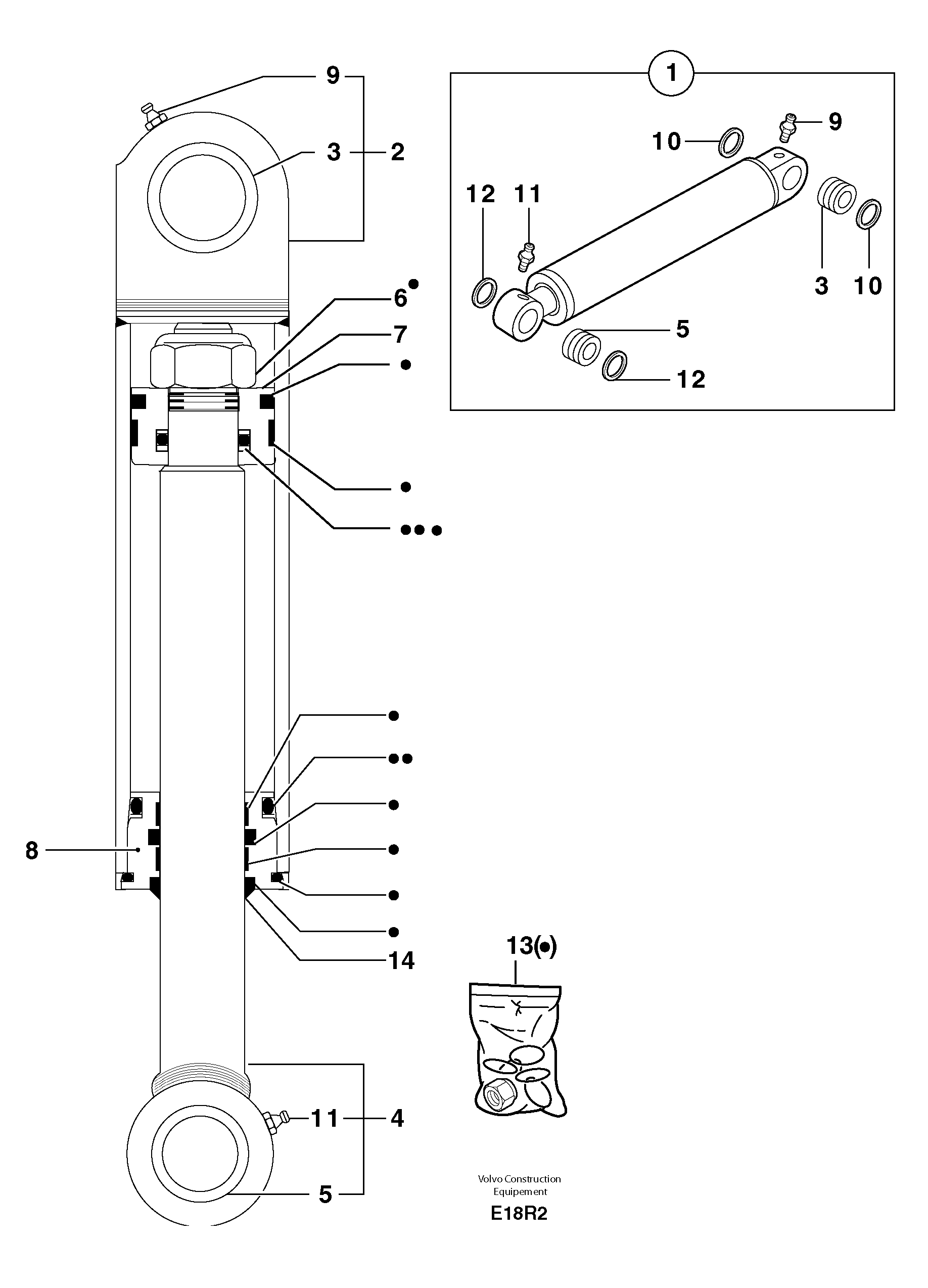 Схема запчастей Volvo EC50 - 7474 Intermediate boom cylinder EC50VV TYPE 247